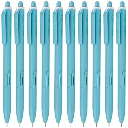 Hauser XO RT Retractable Ball Pen | Sleek Body & Minimalistic Design | Matt Finish & Solid Body Type | Low Viscosity Ink With Ultra Durable Tip | Blue Ink, Set Of 10