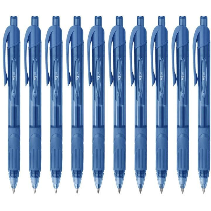 FLAIR V2 Retractable 0.7mm Gel Pen Box Pack | Water Proof, Smudge Free & Refillable Ink For Smooth Writing Experience | Comfortable Grip For Easy Handling | Blue Ink, Pack of 10 Pens
