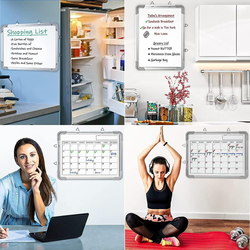 ECLET Alloy Steel, Aluminium Non Magnetic 1 X1 feet Double Sided White Board and Chalk Board Front Side whiteboard Marker Surface and Back Side Chalkboard Surface (1x1 feet, Pack of 1 Item) C (1 x 1)