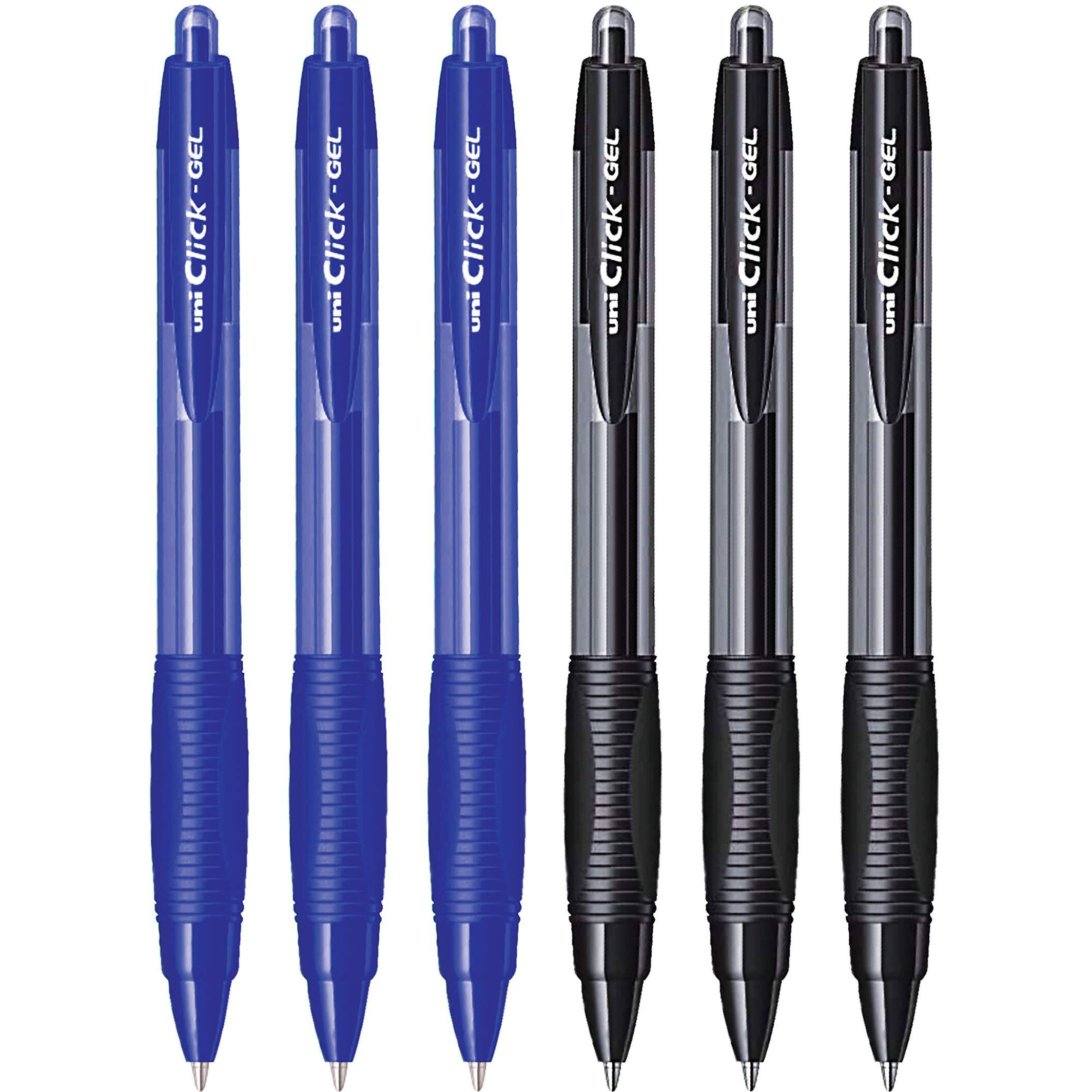 Uniball Click Gel Xsgr7 0.7Mm Gel Pen|Triangular Rubber Grip Barrel|Retractable Mechanism|Long Lasting Smudge Free Ink|School&Office Stationery|6 Shades Ink,Pack Of 6,Multi-coloured, Multi