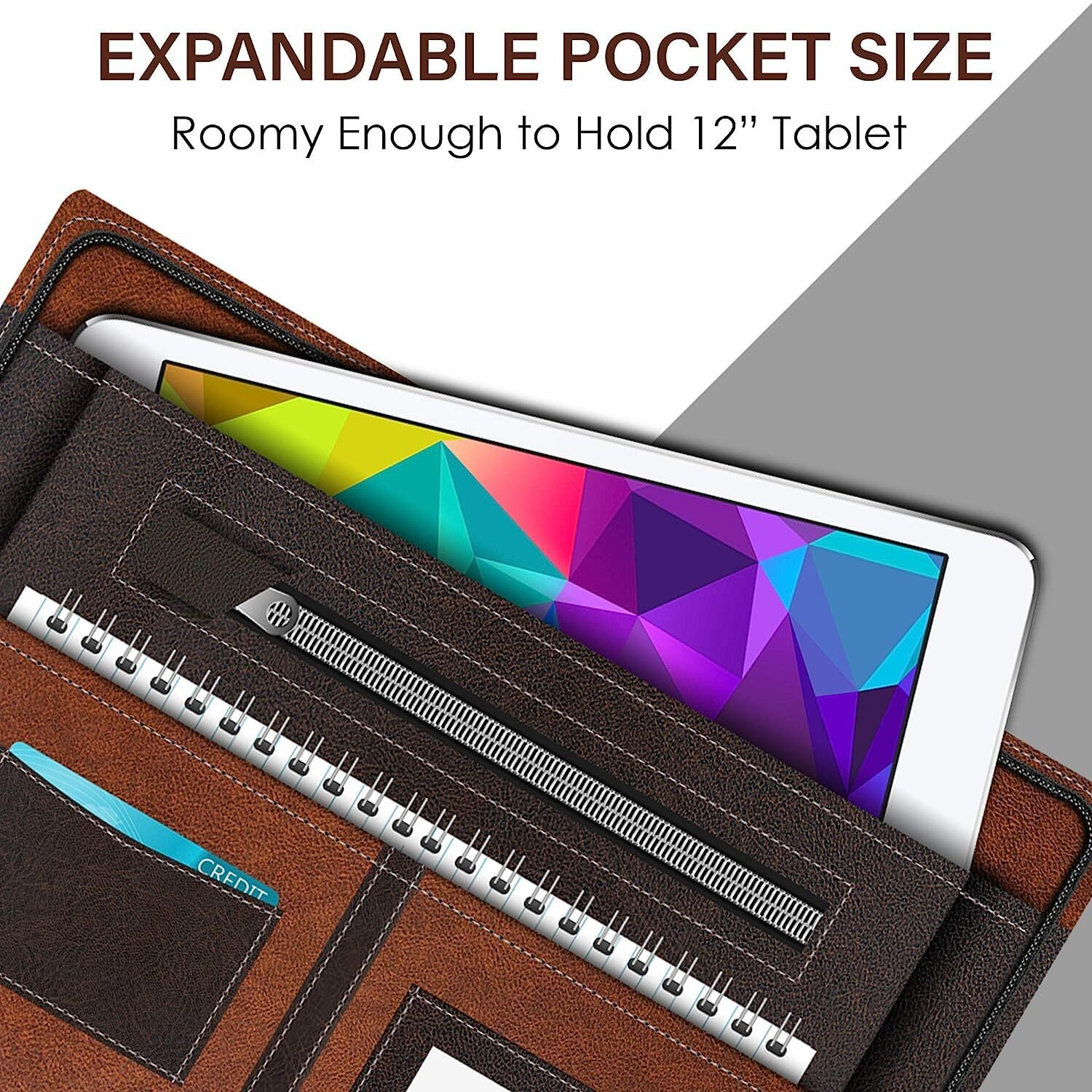 FEDUS 40 Leafs Multipurpose Leatherette Professional File Folders for Certificates,Documents Holder, Document Bag,Portfolio, Executive File A4 Size Documents Holder with for Men and Women (40 Leaf)