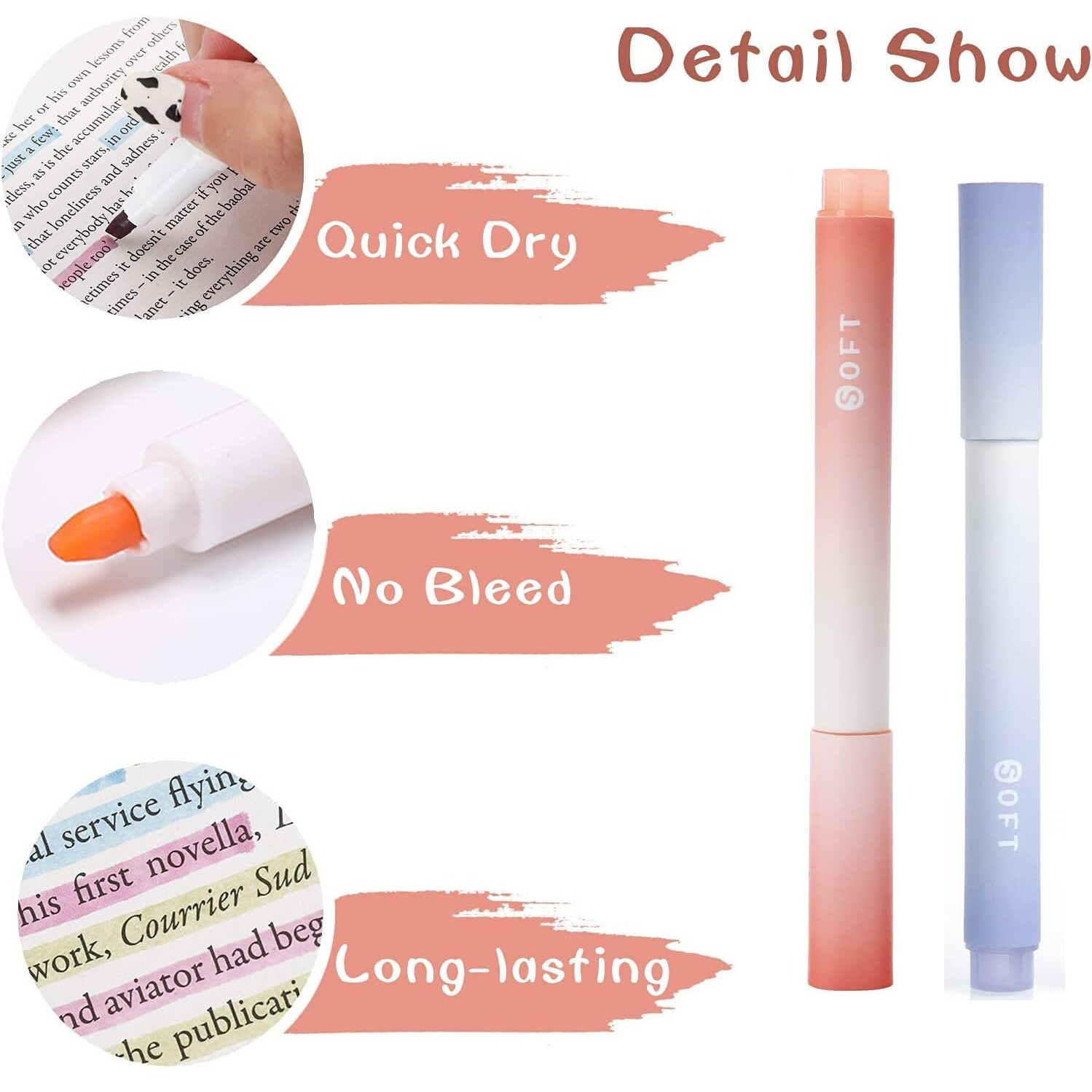SHUTTLE ART Aesthetic Cute Highlighter Pen, Pastel Marker Set, No Bleed Marker Pens with Chisel Tip and Water-based Ink Quick Dry for Note Taking School/Office Supplies