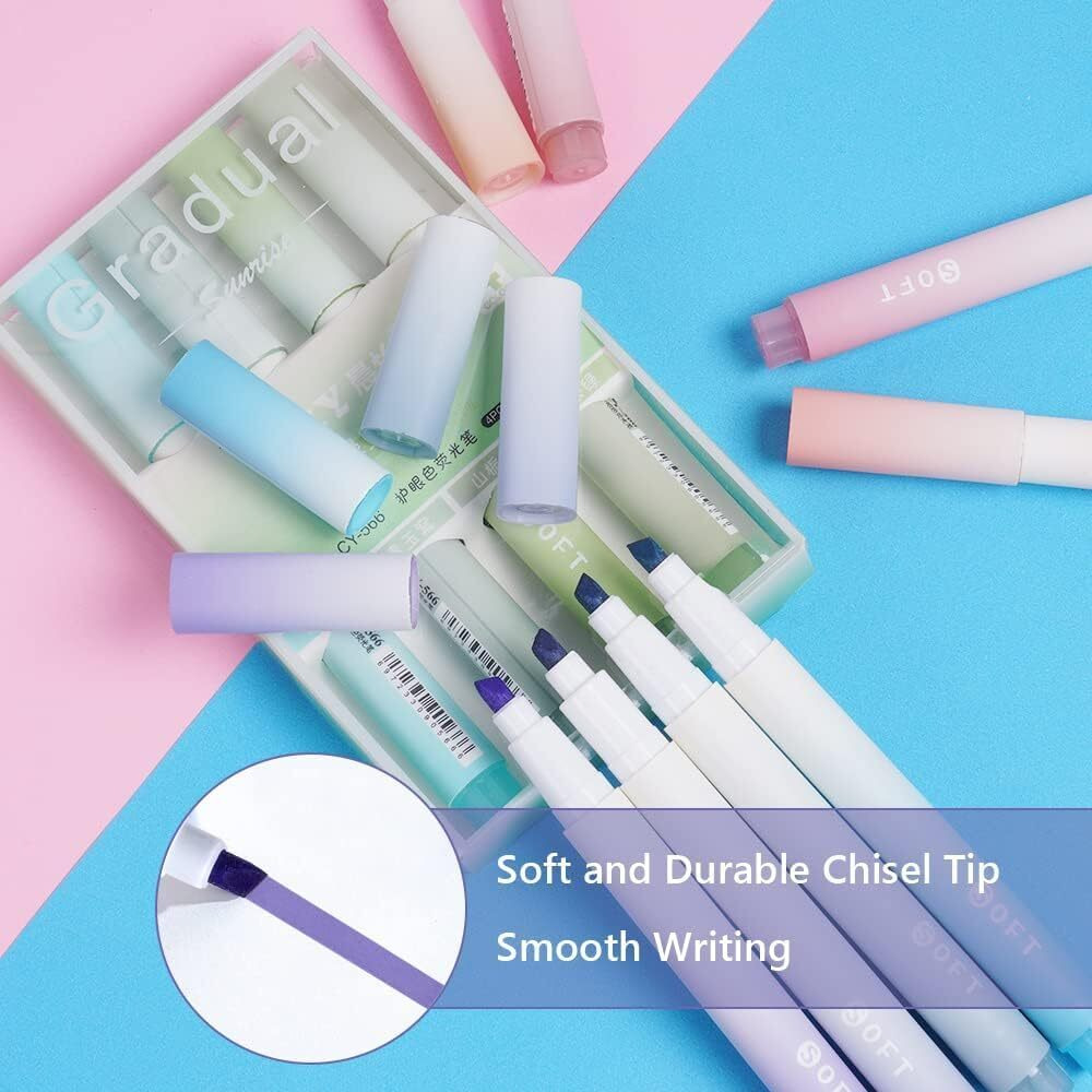 SHUTTLE ART Aesthetic Cute Highlighter Pen, Pastel Marker Set, No Bleed Marker Pens with Chisel Tip and Water-based Ink Quick Dry for Note Taking School/Office Supplies