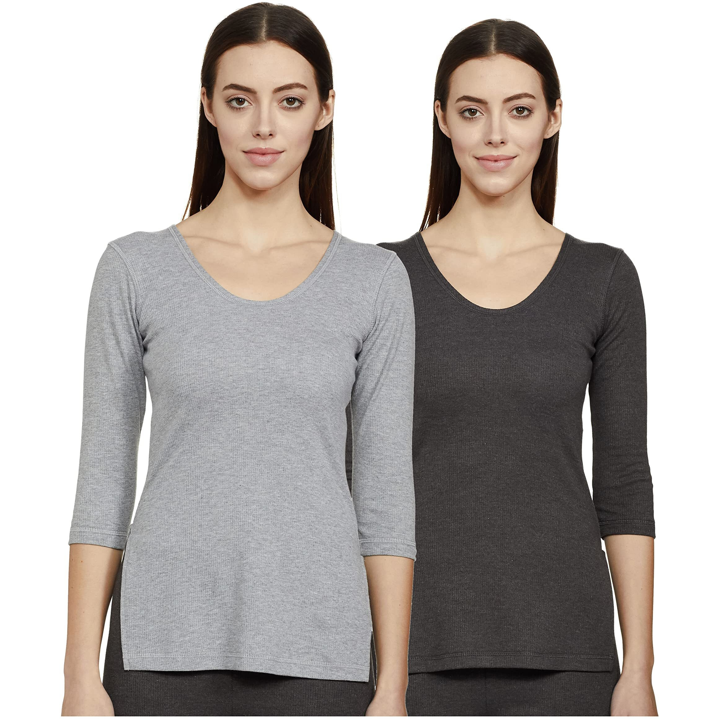 Amazon Brand - Symbol Women's Casual Slim Fit Thermal Top (SB-AW21-THTOP_Dk Light Grey_M)