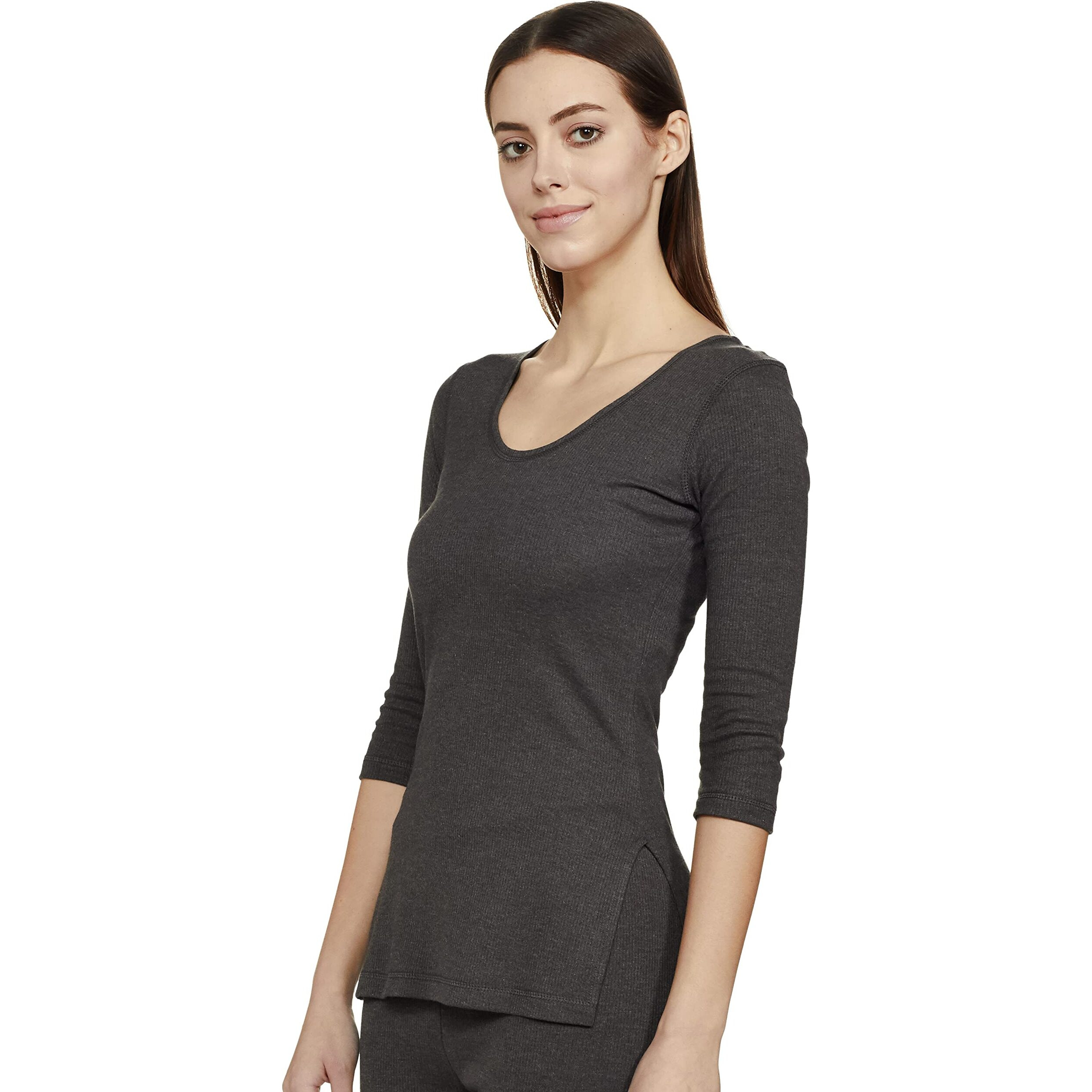 Amazon Brand - Symbol Women's Casual Slim Fit Thermal Top (SB-AW21-THTOP_Dk Light Grey_M)