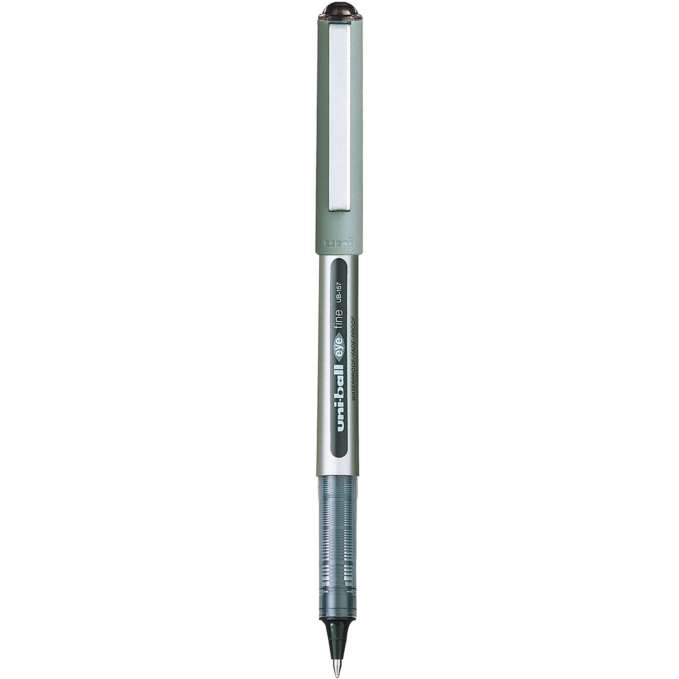 UNI-BALL Eye UB157 0.7mm Roller Ball Pen | Waterproof Pigment Ink | Lightweighted Sleek Body | Long Lasting Smudge Free Ink | School and Office stationery | Black Ink, Pack of 3