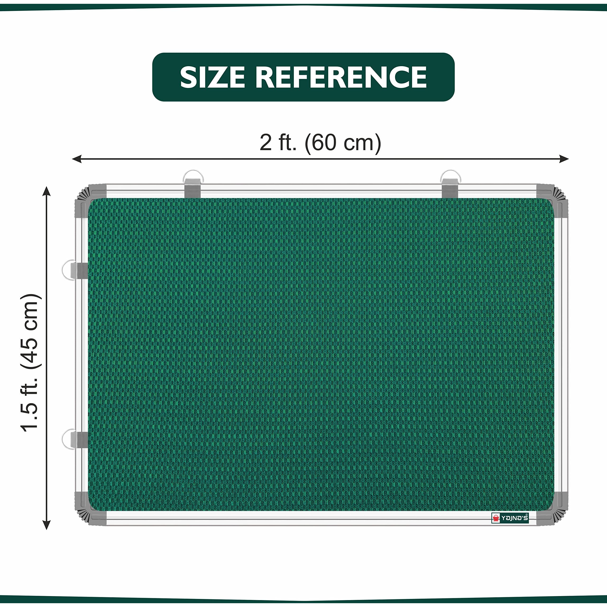 YAJNAS 2x1.5 Feet Premium Material Notice Pin-up Board/Pin-up Board/Soft Board/Bulletin Board/Pin-up Display Board for Office, School and Home. (Green, 59x41 CM (Pack of 1)