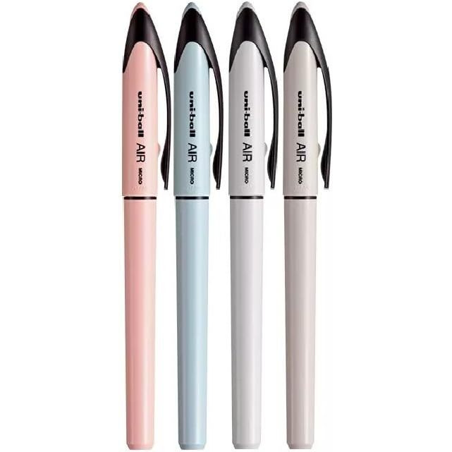 uni-ball UBA-188C-M Air Micro 0.5 mm Roller Ball Pen | Pack of 4, Black Ink, Multicolour Pastel Body (Color May Vary)