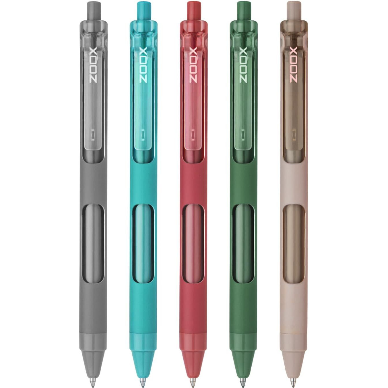 FLAIR Zoox F7 0.7mm Retractable Roller Gel Pen | Minimalistic Design Rubberised Body For Better Grip | Waterproof Ink For Smudge Free & Smooth Writing | Fitted With Jumbo Refill | Blue Ink, Pack of 5