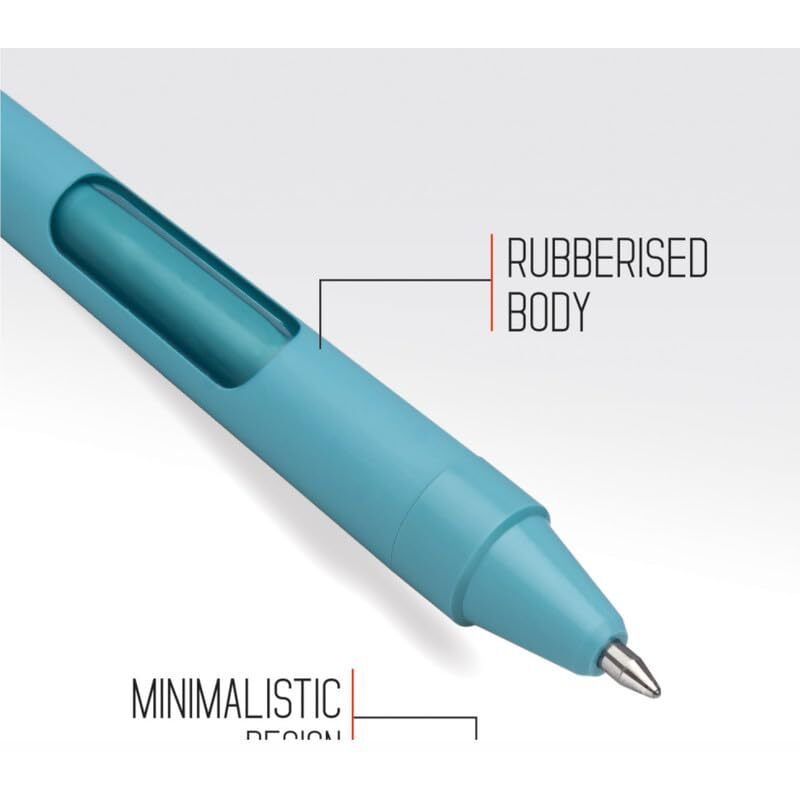 FLAIR Zoox F7 0.7mm Retractable Roller Gel Pen | Minimalistic Design Rubberised Body For Better Grip | Waterproof Ink For Smudge Free & Smooth Writing | Fitted With Jumbo Refill | Blue Ink, Pack of 5
