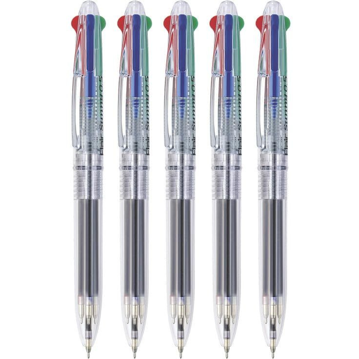 FLAIR Sunny Retractable 0.5mm Ball Pen Pouch Pack | Swiss Tip Technology | Retractable Mechanism & Low Viscosity Ink System | Smooth & Effortless Writing With Sleek Clip Design | Pack of 5 Pens