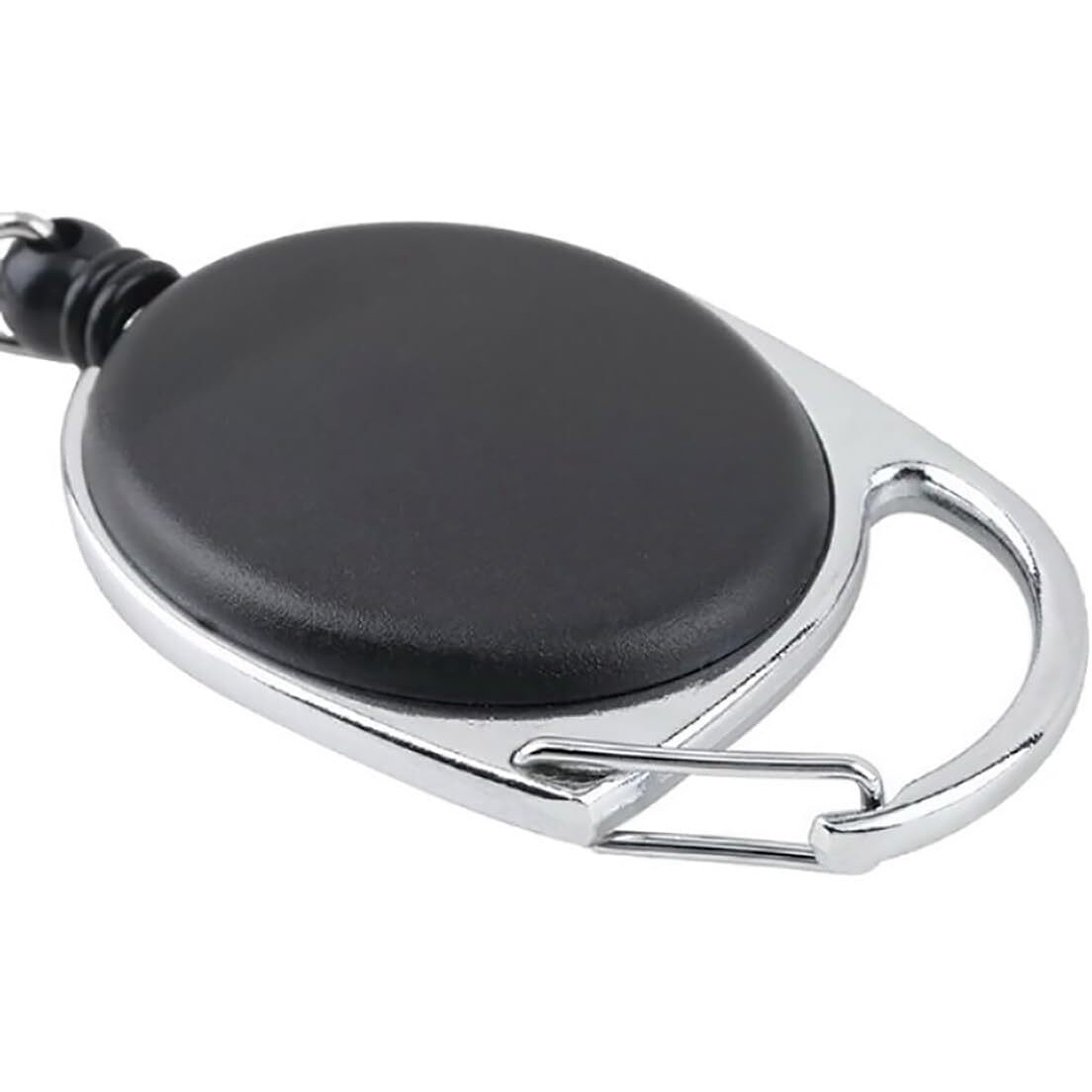 GLUN Oval Round Reel ID Card Holder, ID Badge Reel Clip On Card Holders (2 Units, Black)