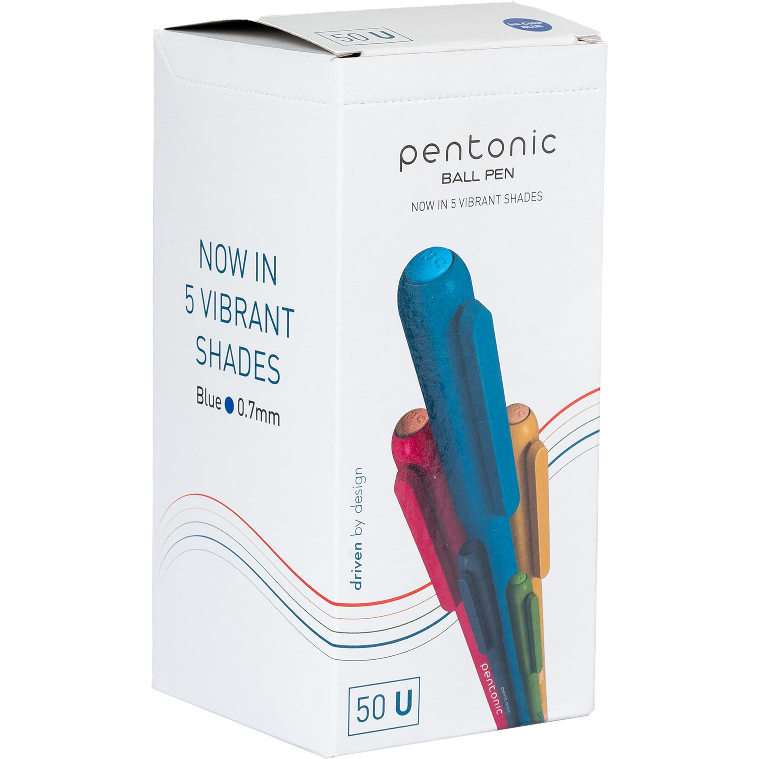 Pentonic 0.7mm Ball Pen | Vibrant Multicolor Body | Blue Ink, Pack of 50