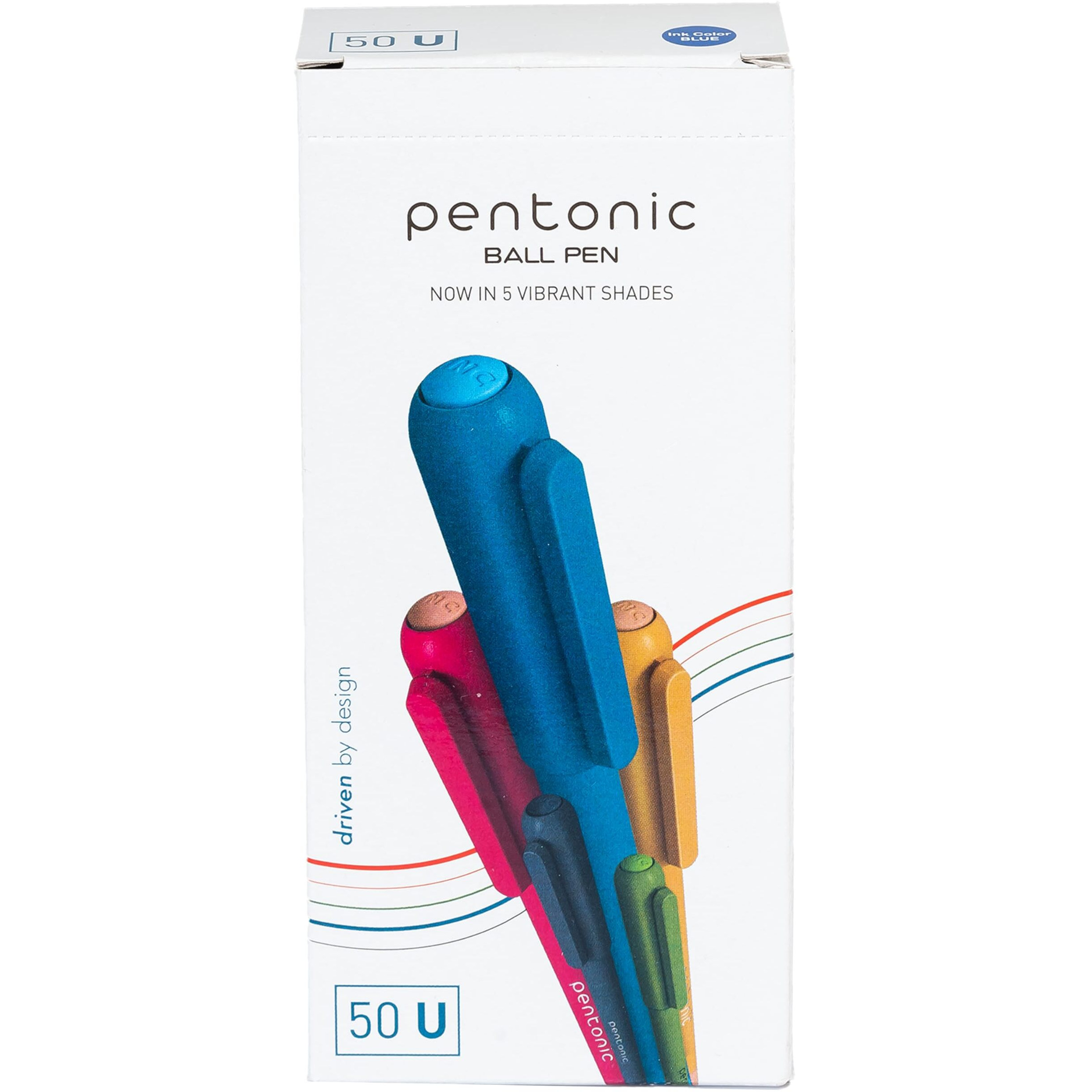Pentonic 0.7mm Ball Pen | Vibrant Multicolor Body | Blue Ink, Pack of 50