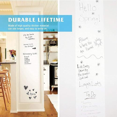 YAJNAS 45x200 CM Whiteboard Sticker for Kids, Home, School & Office, Self-Adhesive Removable, Waterproof White Board Sticker Perfect for Writing & Drawing on Smooth Surfaces -1.5 x 6.5 Ft