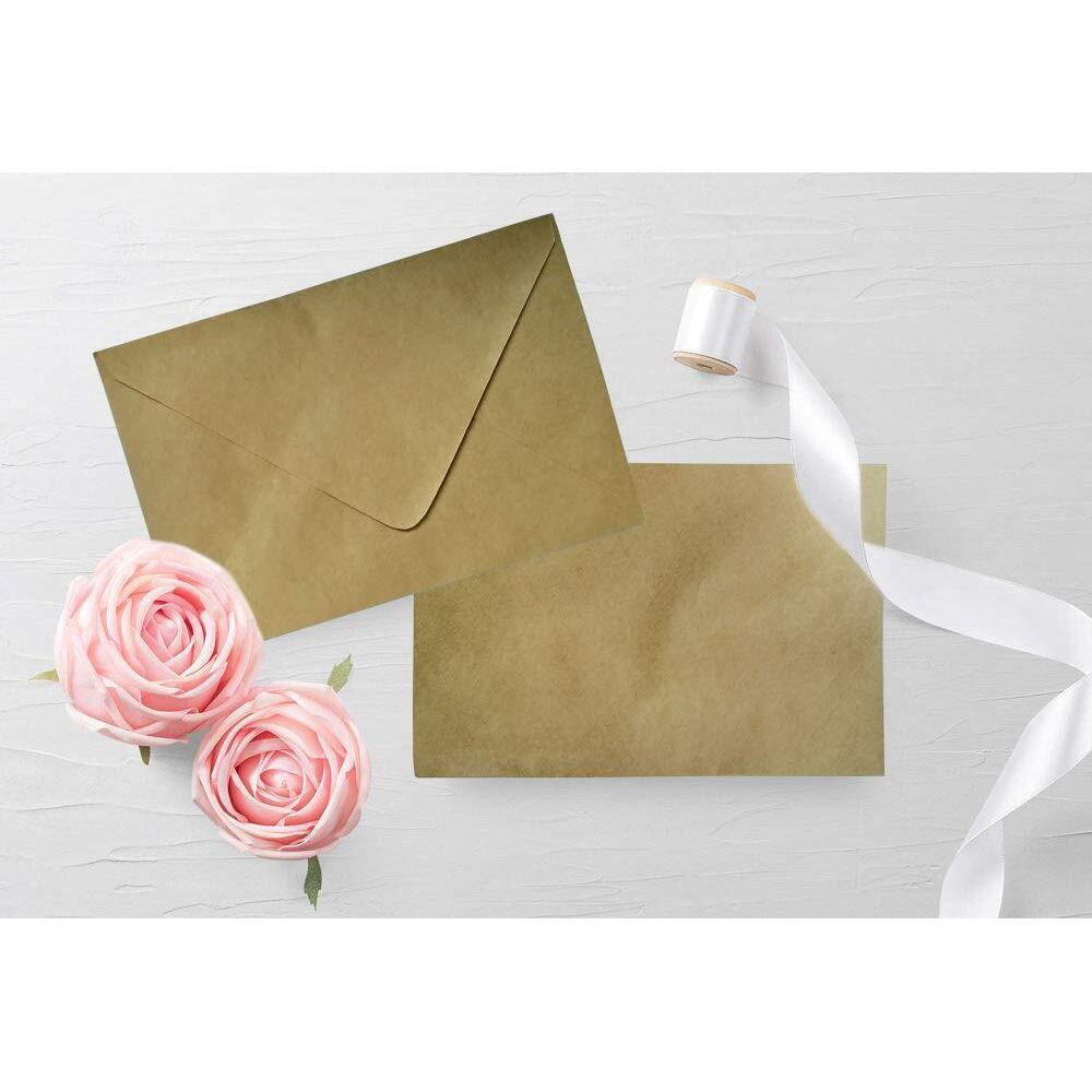 Accuprints Brown Envelopes Pack of 25 (5 x 7) inches | Unique design Texture Hand made Brown envelopes for wedding/party/office use/gift | Size 5 X 7 inches | Complimentary silver stickers for closur