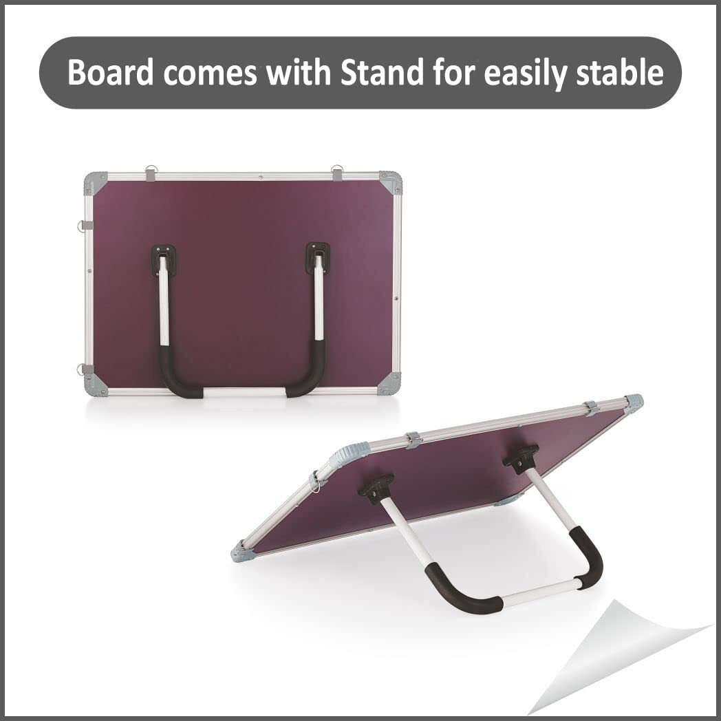 Eduway Non-Magnetic Dry Erase 1x1.5 Feet White Board with Stand | Standing Whiteboard | Table Top with Paper Clip for Study, Memo, to Do List, with 1 Marker Pen, 1 Duster, 12x18 Inches