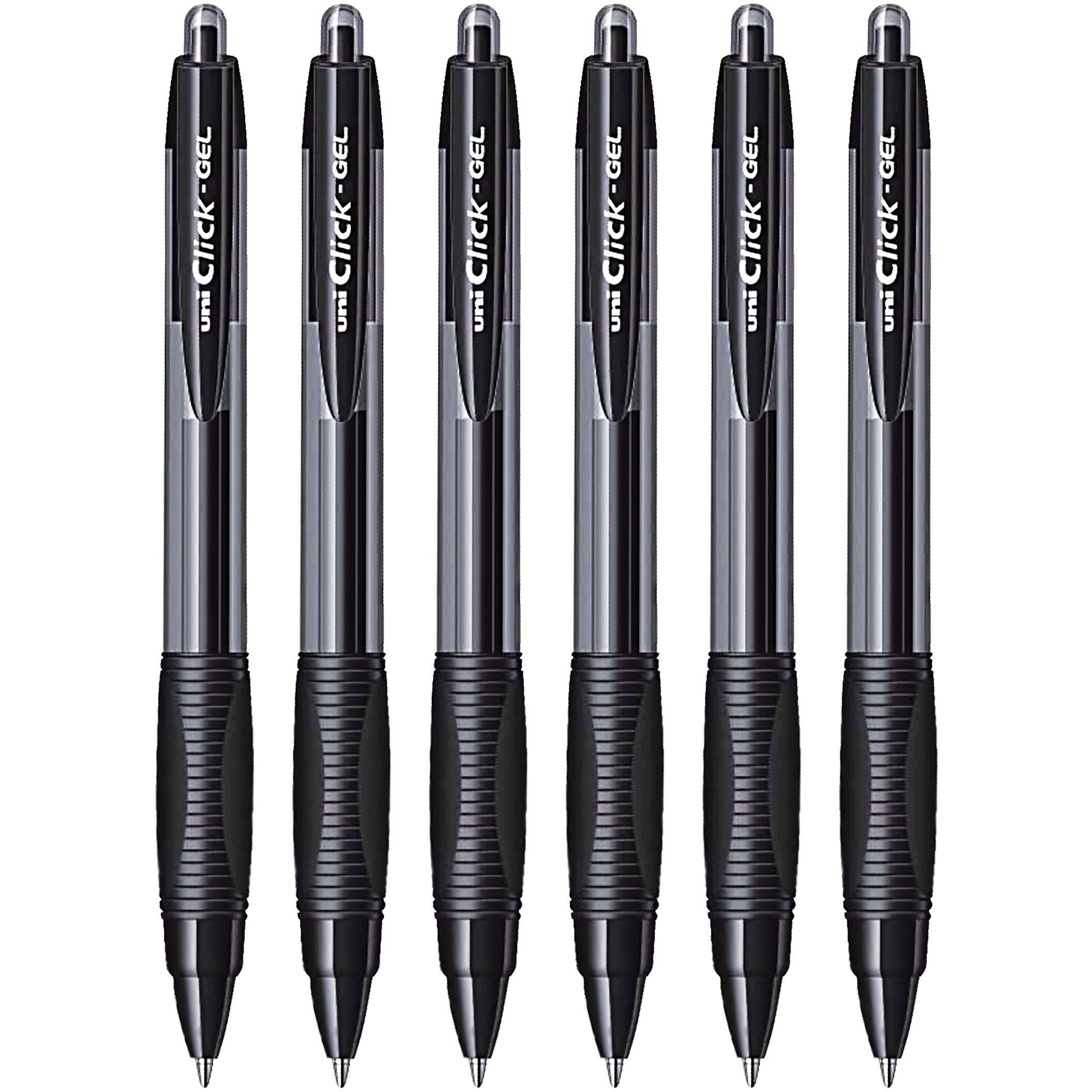 UNI-BALL Click Gel XSGR7 0.7mm Retractable Gel Pen | Black Ink, Pack of 6