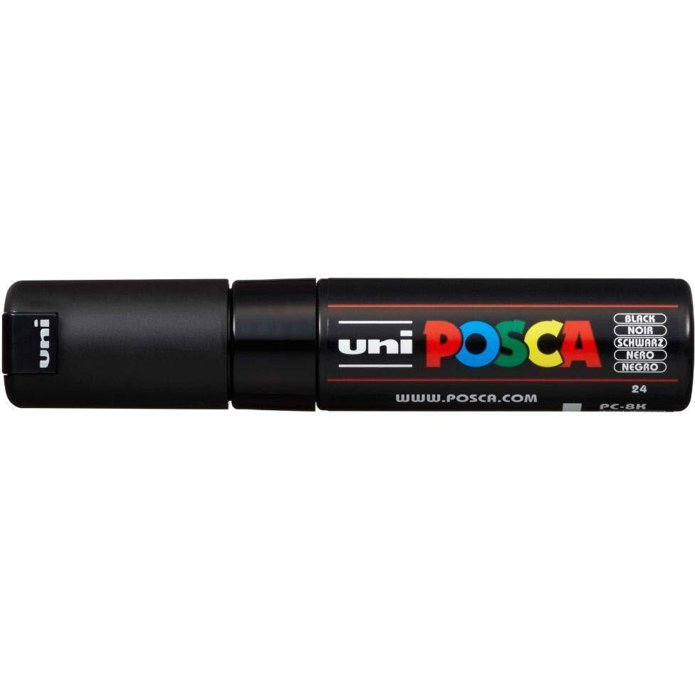 uni-ball Posca PC-8K Bold Point Chisel Shaped Marker Pen (8.0 mm, Black Ink, Pack of 1)