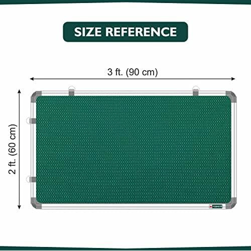 YAJNAS 2x3 Feet Premium Material Notice Pin-up Board/Pin-up Board/Soft Board/Bulletin Board/Pin-up Display Board for Home, Office & School Uses (Green, 3 Feet X 2 Feet (Pack of 1)_Green)
