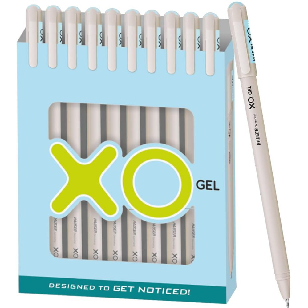 Hauser XO Gel Pen Wallet Pack | Sleek Body & Minimalistic Design With Matt Finish | Solid Body Type, Low Viscosity Ink | Ultra Durable Tip | Blue Ink, Pack of 10 Pens