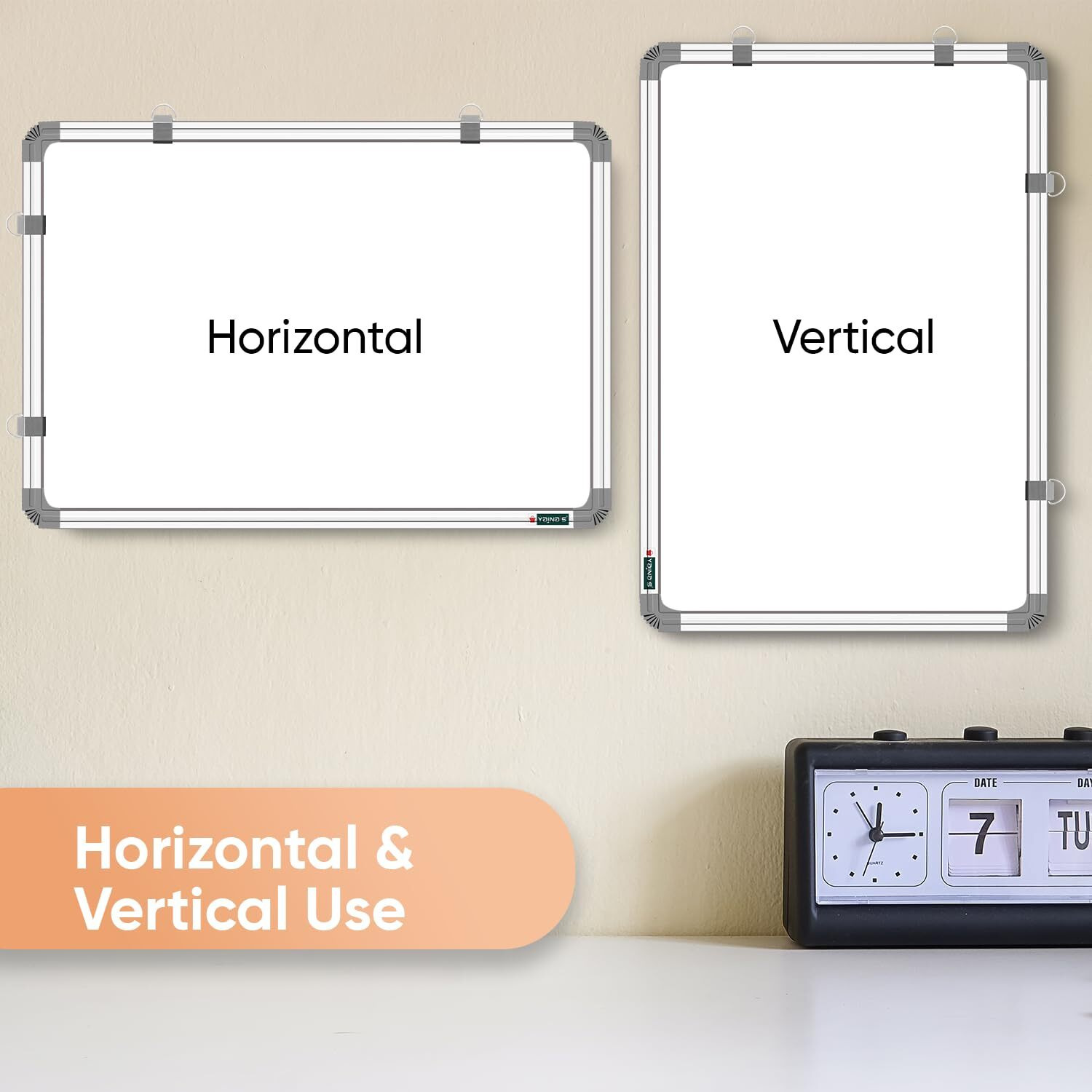 YAJNAS 2X3 feet Premium Melamine Non-Magnetic Drywipe Double Sided White Board and Chalk Board one Side White Marker and Reverse Side Green Chalk Board Surface 90x60 Inch (WxH) (Pack of 1)