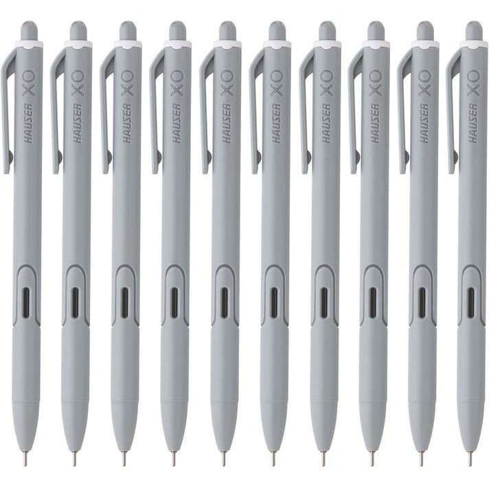 Hauser XO RT Retractable Ball Pen | Sleek Body & Minimalistic Design | Matt Finish & Solid Body Type | Low Viscosity Ink With Ultra Durable Tip | Black Ink, Set Of 10