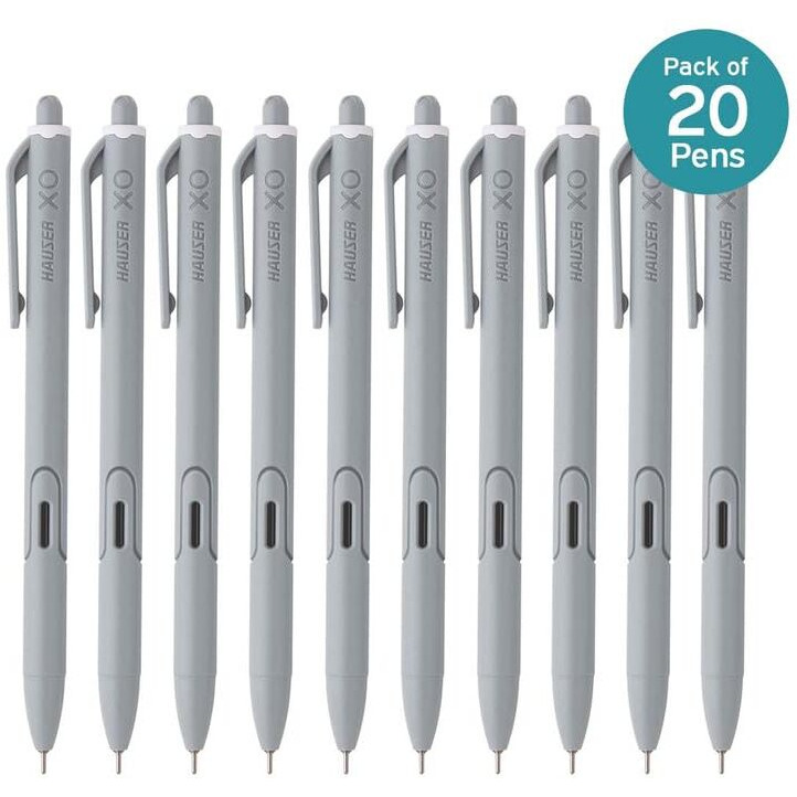 Hauser XO RT Retractable Ball Pen | Sleek Body & Minimalistic Design | Matt Finish & Solid Body Type | Low Viscosity Ink With Ultra Durable Tip | Black Ink, Set Of 10
