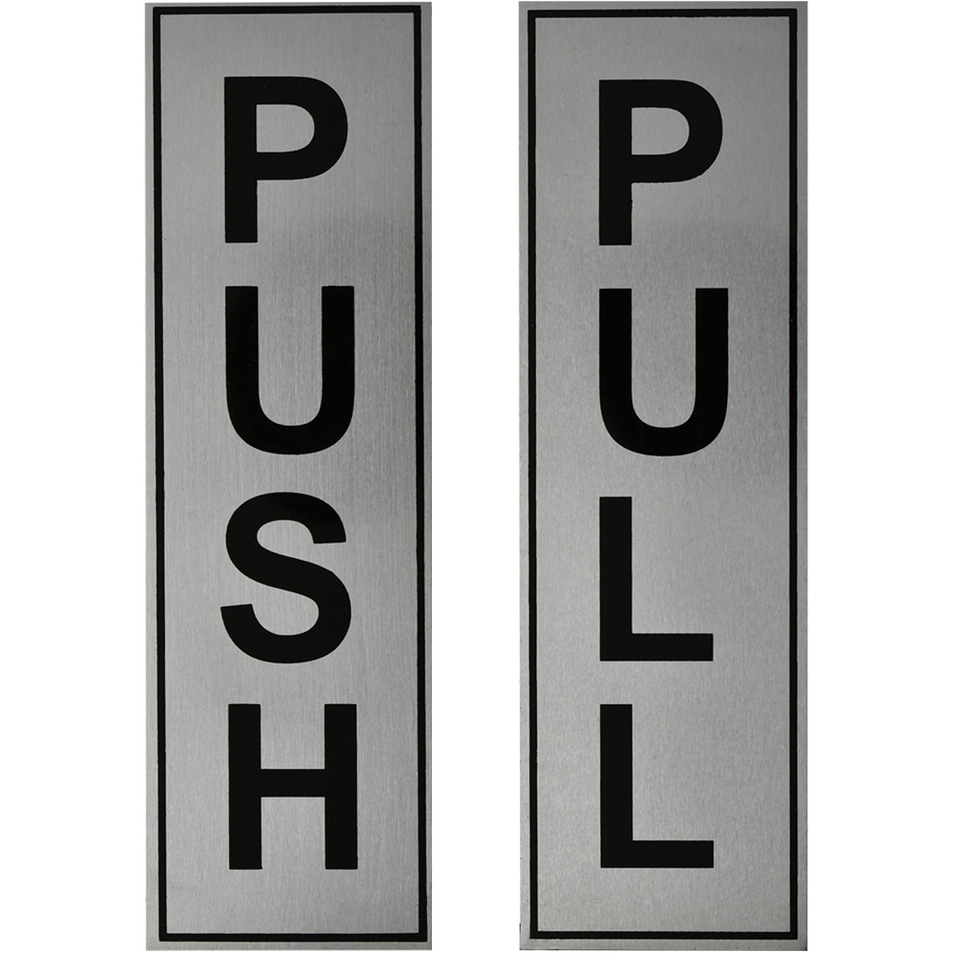 Buzz Cool Silver Metal Push Pull Stickers For Glass Door, Wooden Door | Self Adhesive Stainless Steel Metal Sticker for Door | Push and Pull Stickers for Hospital Malls Office 1 set (2pcs)