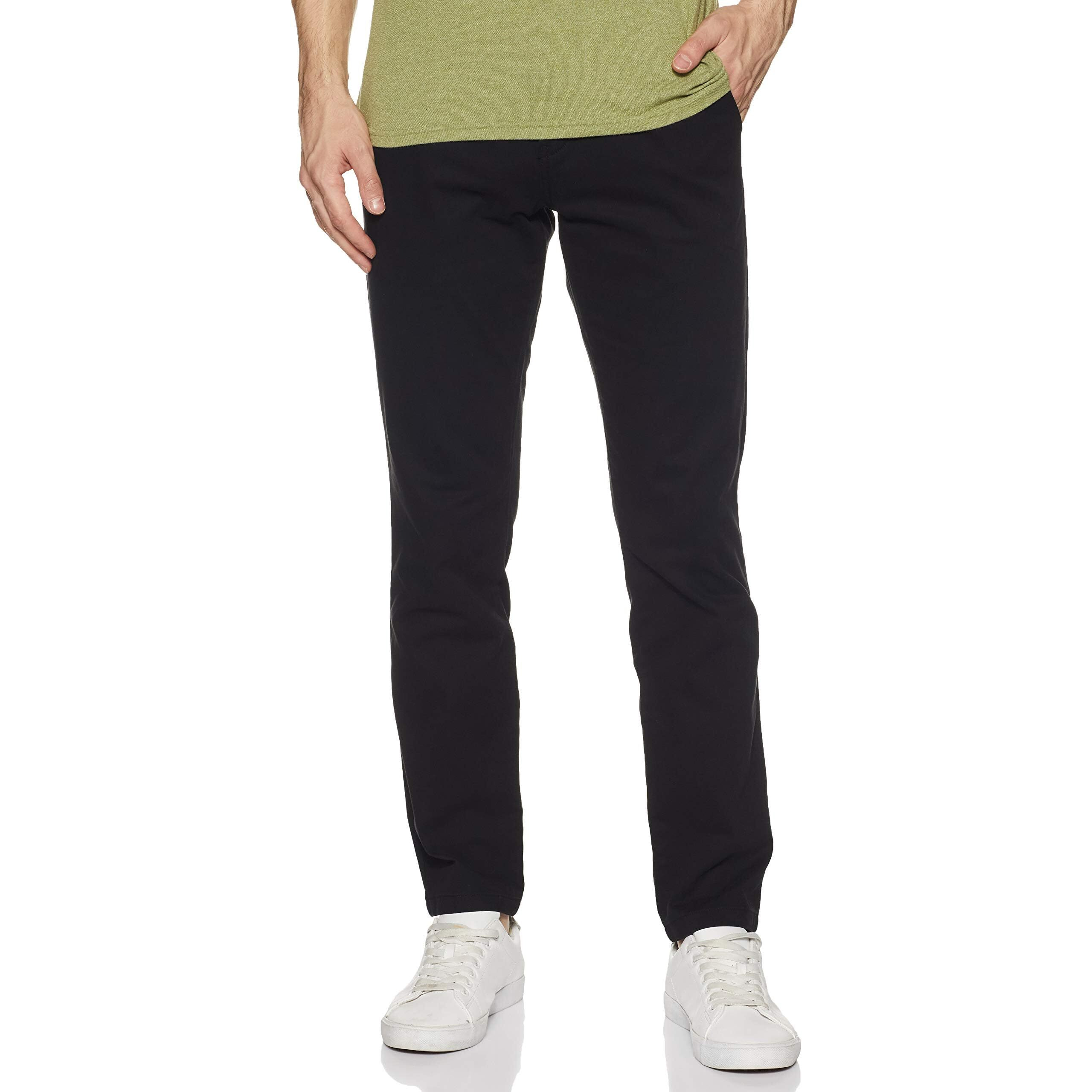 Amazon Brand - Symbol Men's Casual Cotton Pants | Chinos | Trousers (Regular Fit) (Black_40)