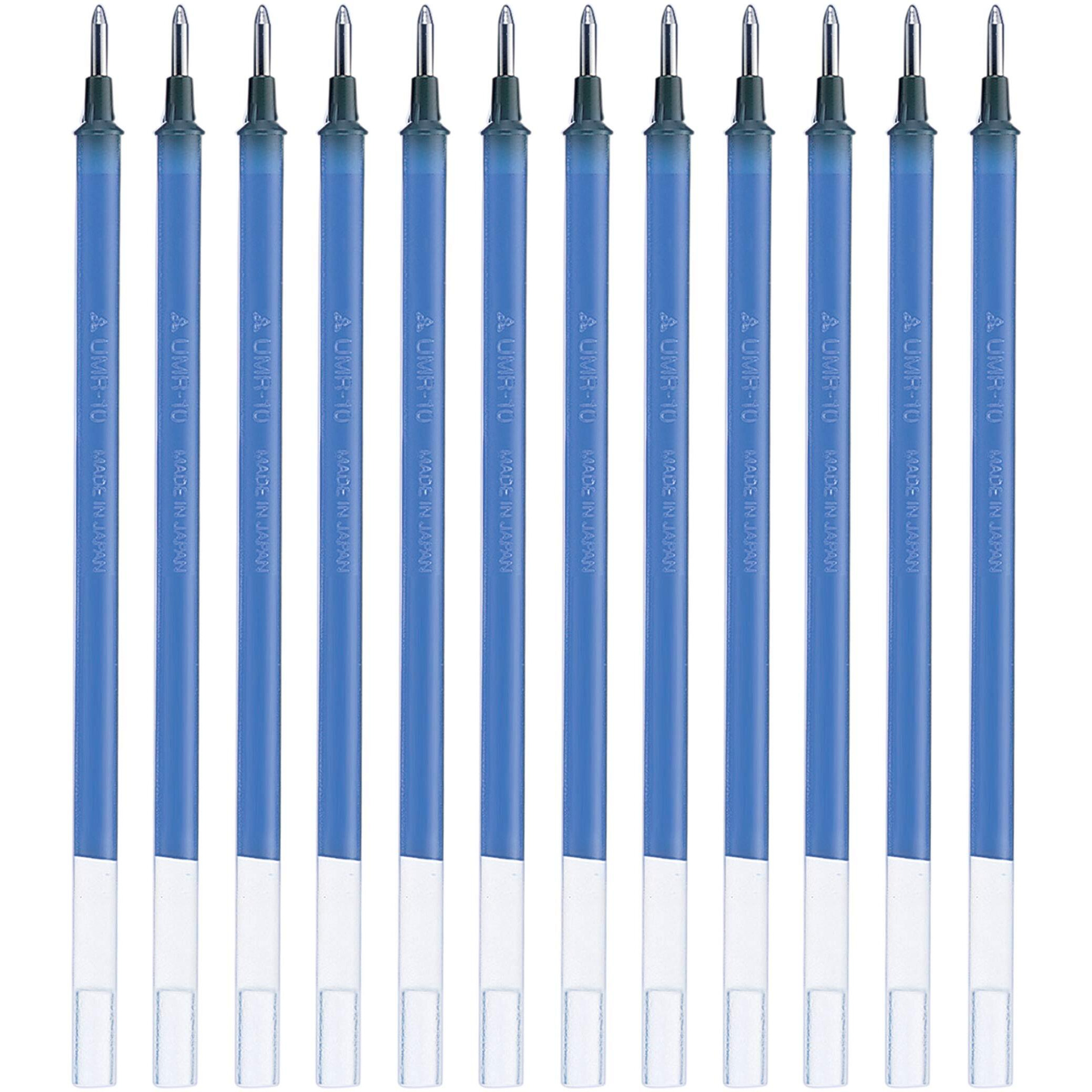 uni-Ball UMR-10 0.1mm Gel Pen Refill | Usable for UM-153S | Blue Ink, Pack of 12