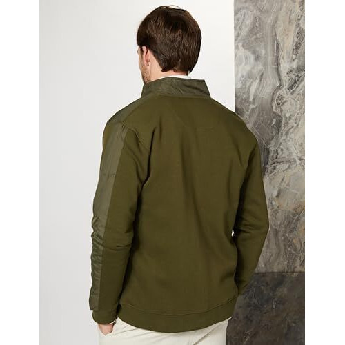 Amazon Brand - Symbol Men's Cotton Blend High Neck Regular Fit Sweatshirt (Sym-A23-Sw-32_Olive,Poly Mix_XL)
