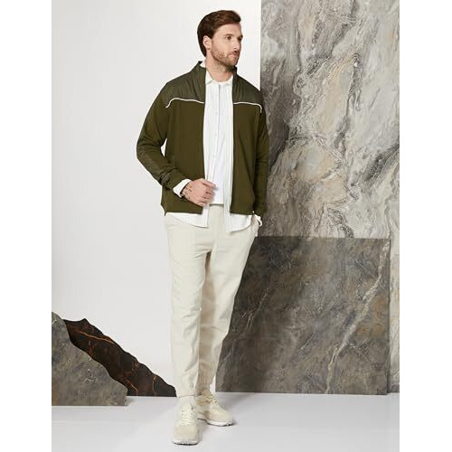 Amazon Brand - Symbol Men's Cotton Blend High Neck Regular Fit Sweatshirt (Sym-A23-Sw-32_Olive,Poly Mix_XL)