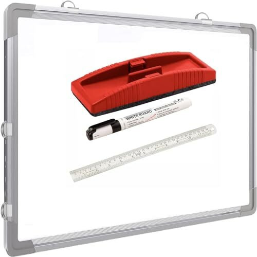 ECLET Aluminum Non Magnetic 2 X 3 Feet Double Sided White Board and Chalk Board Front Side Whiteboard Marker Surface and Back Side Chalkboard Surface (2 X 3 Feet, Pack of 1 Item) Z (2 X 3)