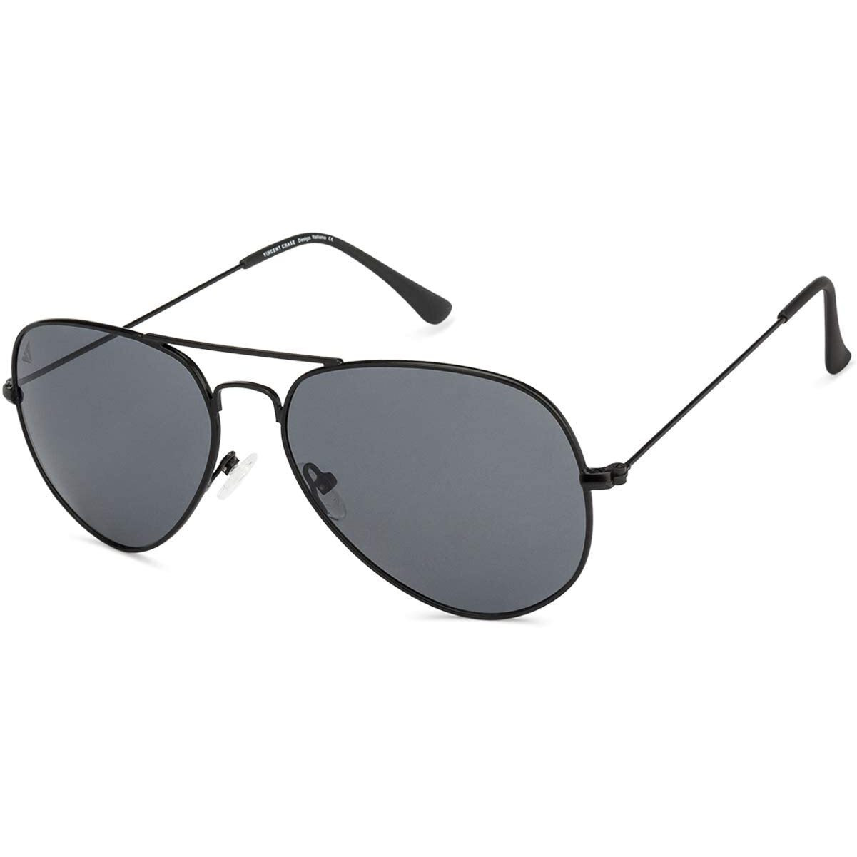 VINCENT CHASE EYEWEAR By Lenskart | Full Rim Aviator | Polarized and 100% UV Protected Sunglasses | Men & Women | Medium | VC 5158/P Black Frame/Grey Lens - Pack of 1