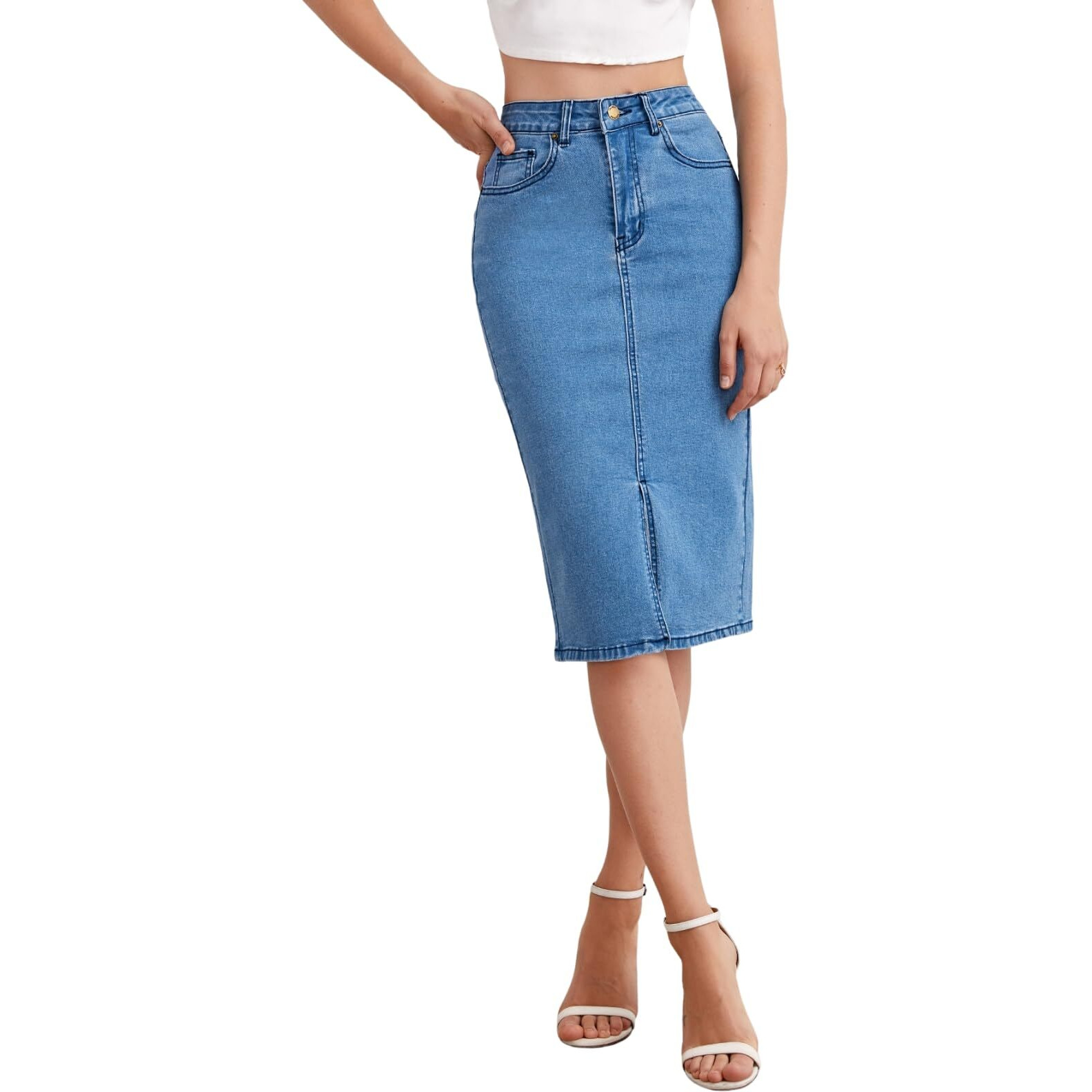 GRECIILOOKS Denim Cotton Western Skirt