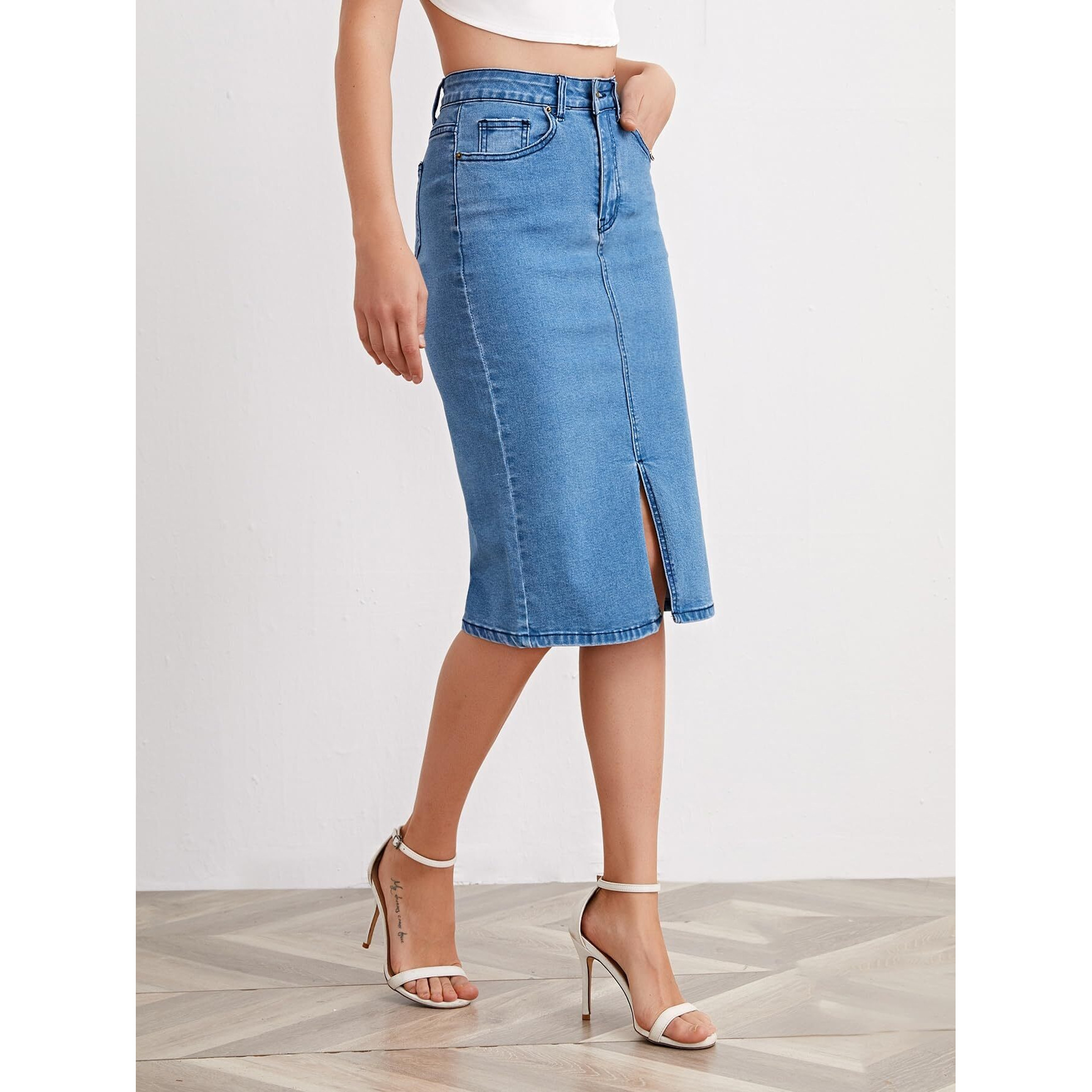 GRECIILOOKS Denim Cotton Western Skirt