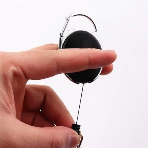 GLUN Oval Round Reel ID Card Holder, ID Badge Reel Clip On Card Holders (5 Units, Black)