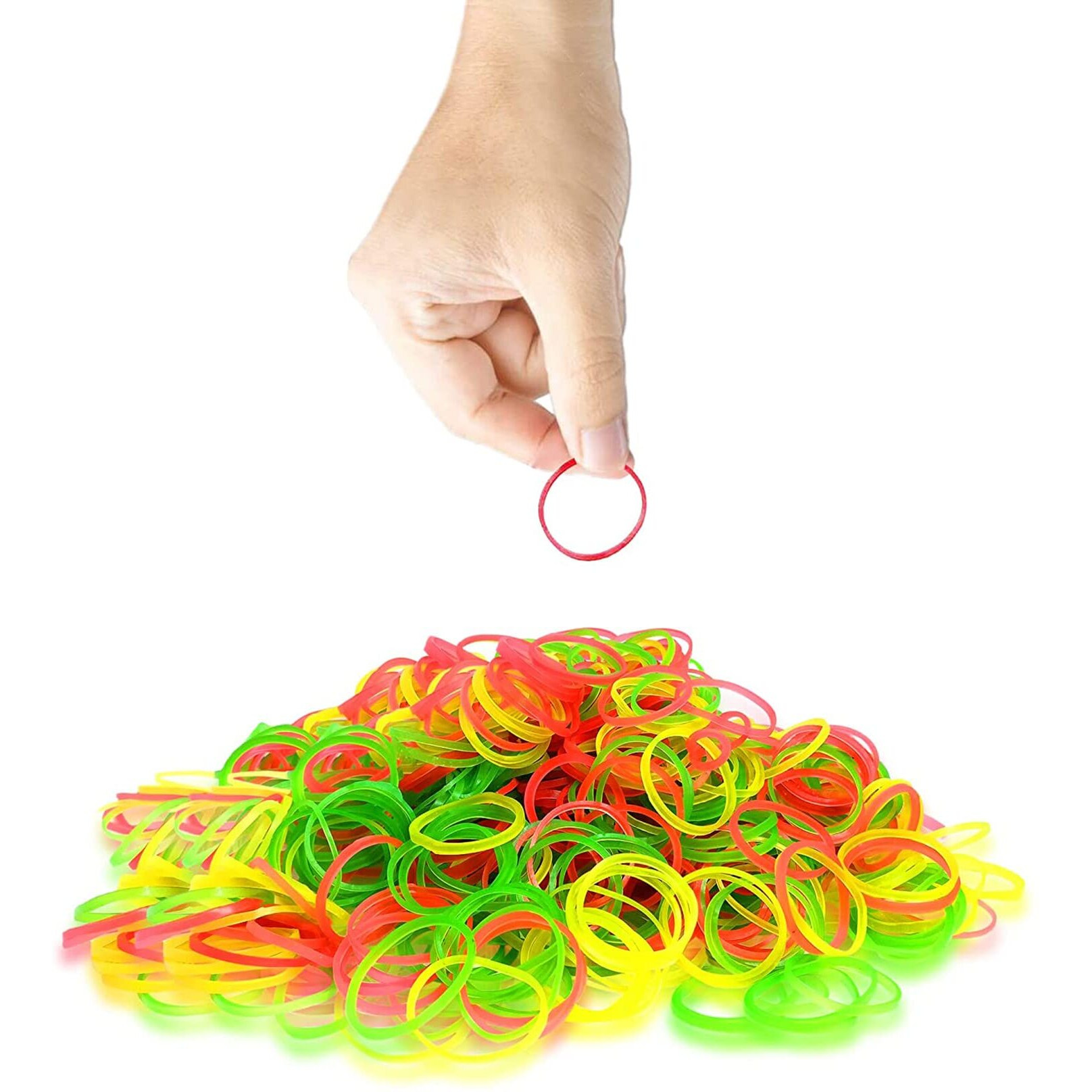 GLUN Elastic Bands 2 Inches Fluorescent Color Rubber Band for School, Home and Office use High-Quality, Durable and Bright Pack 50 Grams