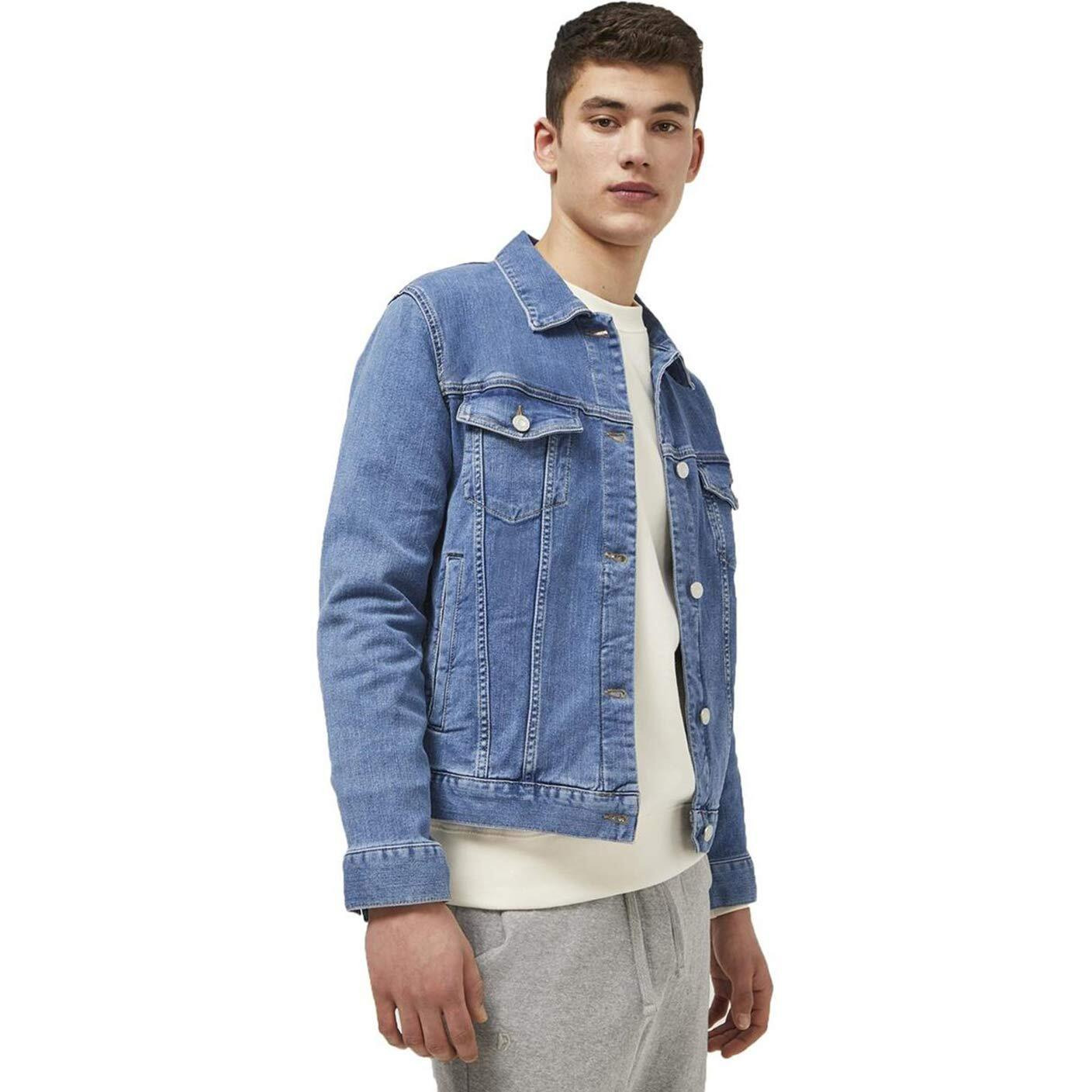 KOTTY Men Denim Full Sleeve Regular Winter Jacket(Blue Light,M)