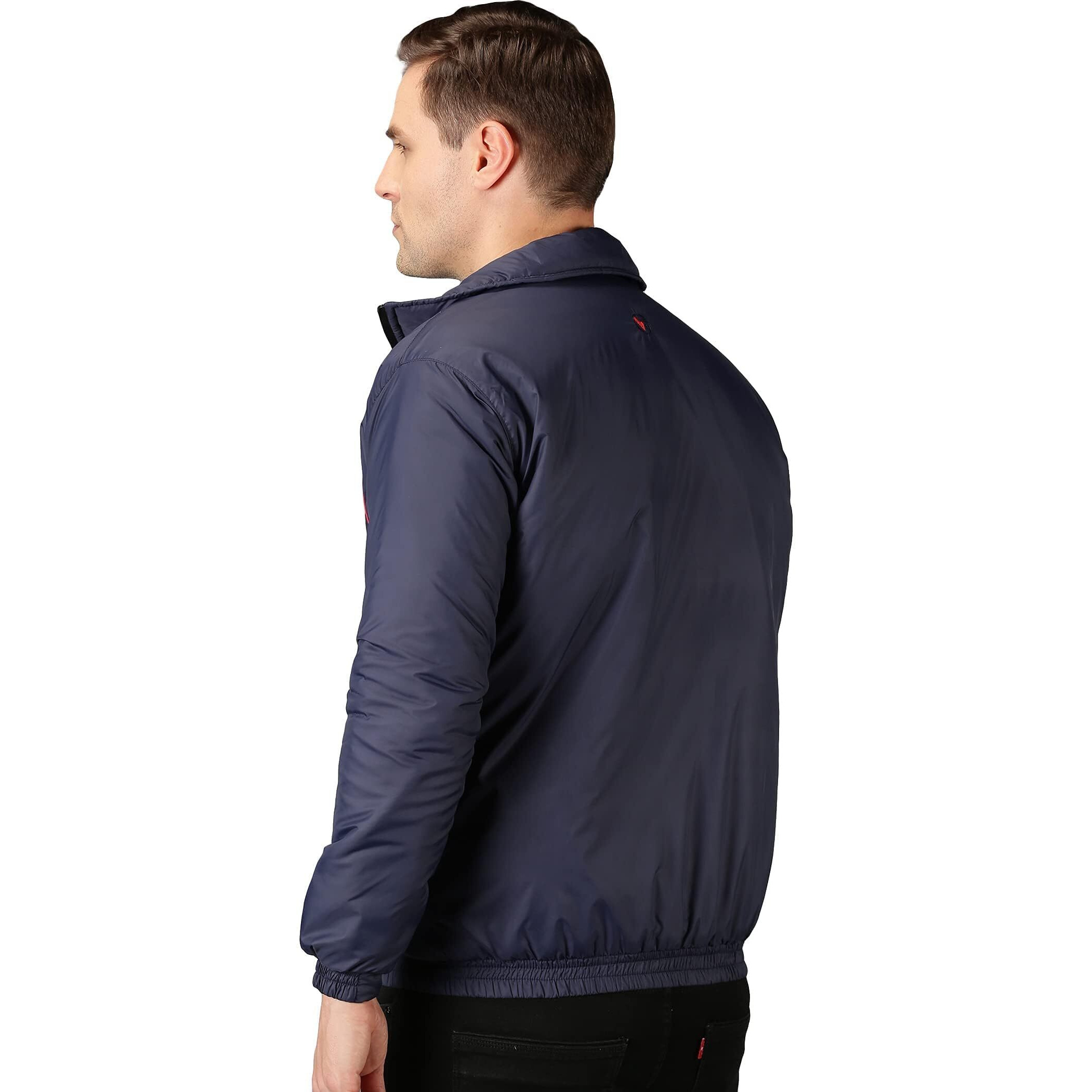 VROJASS Full Sleeve Solid Men Panel Bomper Jacket (XL, Navy Blue)(VROBJF-NB_LR-XL-NEW)