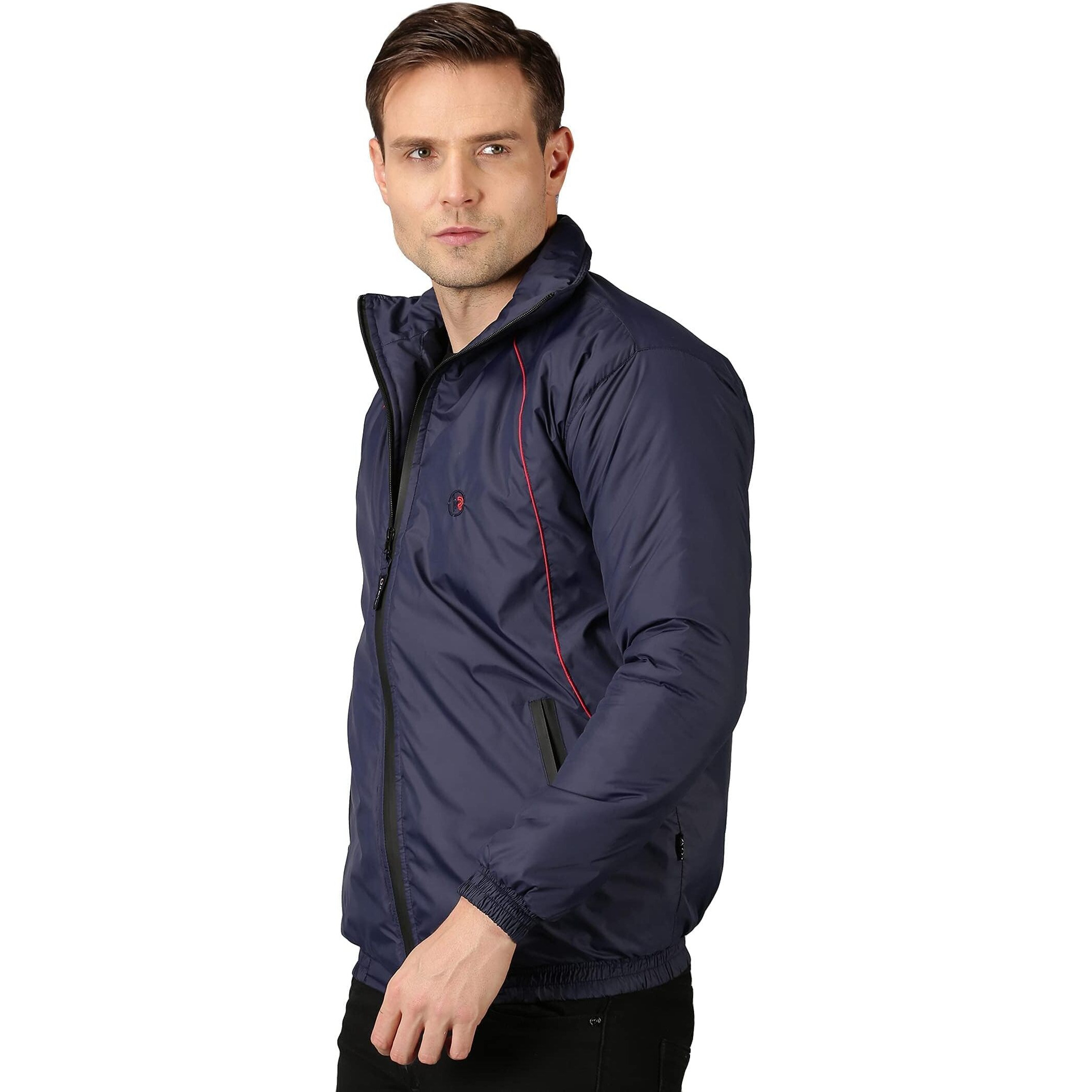 VROJASS Full Sleeve Solid Men Panel Bomper Jacket (XL, Navy Blue)(VROBJF-NB_LR-XL-NEW)