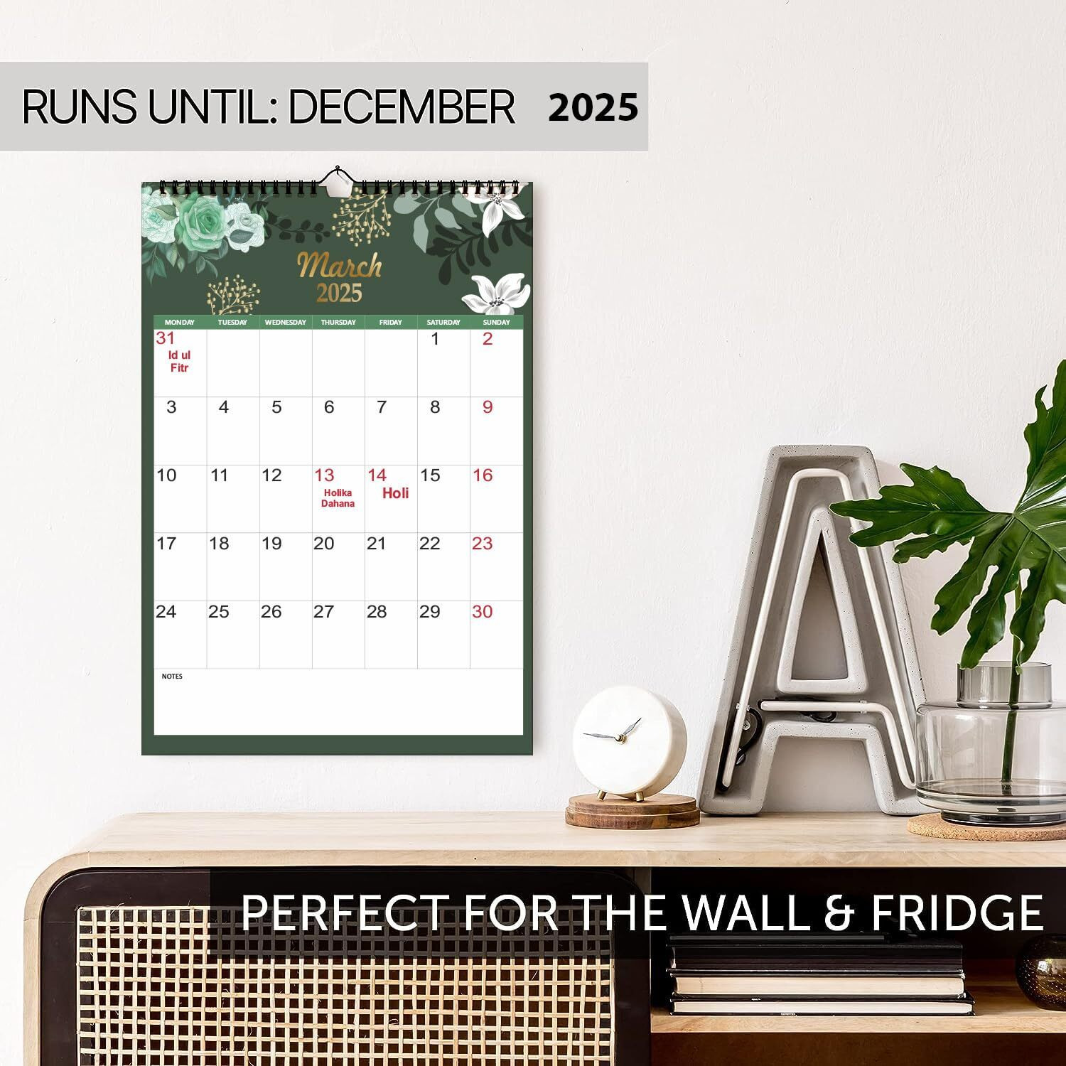 AccuPrints Colored 2025 Wall Hanging Calendar and Planner (12 x 18 inches) Paper -130 gsm