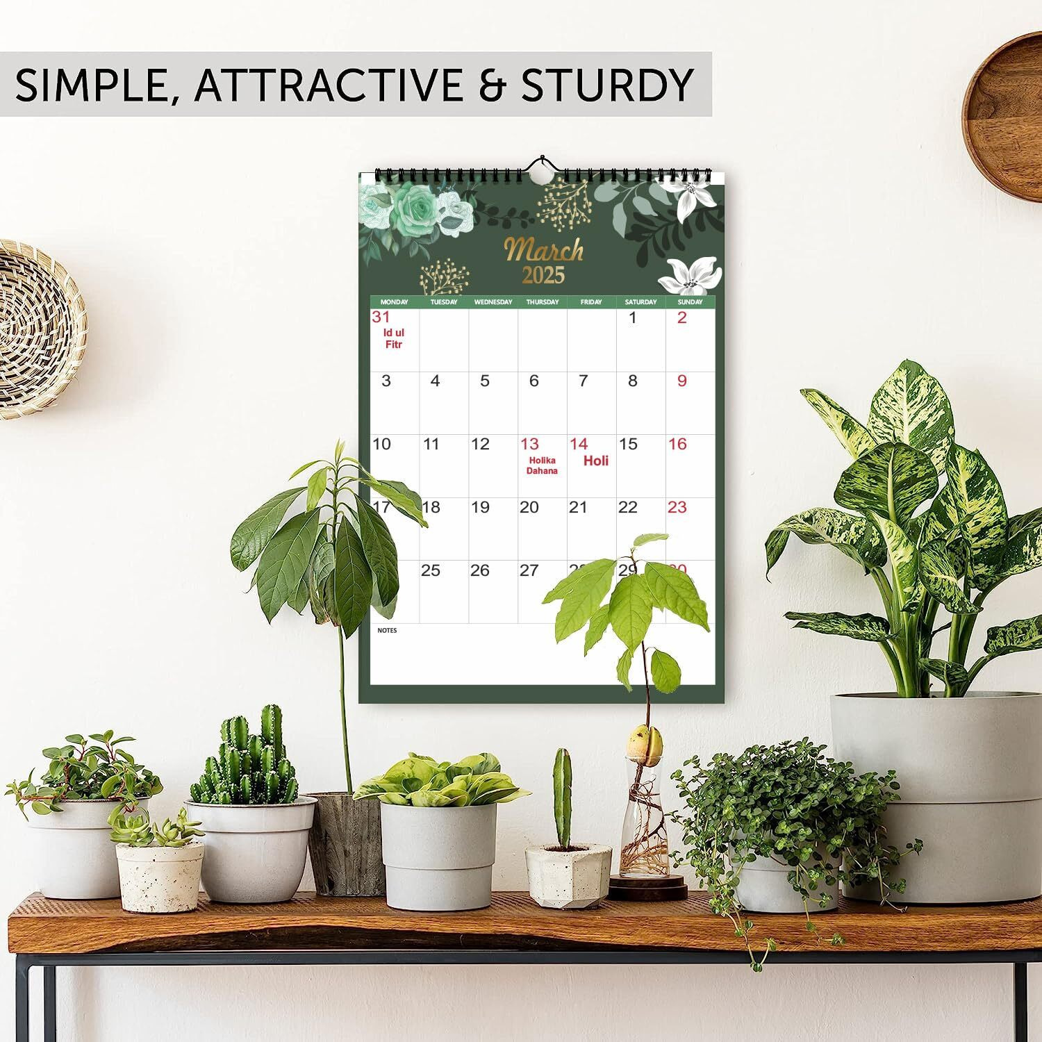 AccuPrints Colored 2025 Wall Hanging Calendar and Planner (12 x 18 inches) Paper -130 gsm