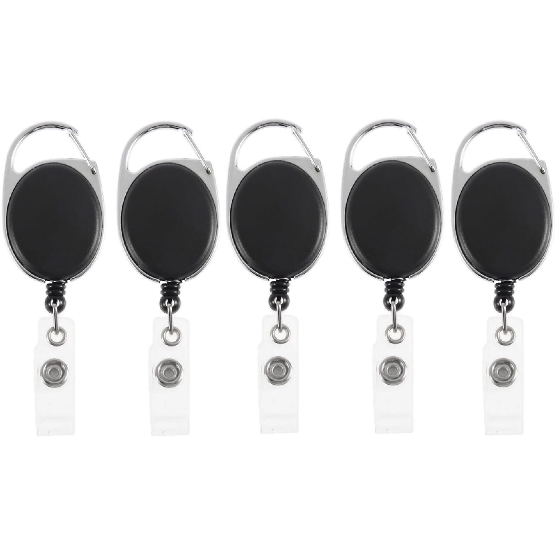 GLUN Oval Black Colour Retractable Reel ID Card Holder, ID Badge Reel Clip On Card Holders
