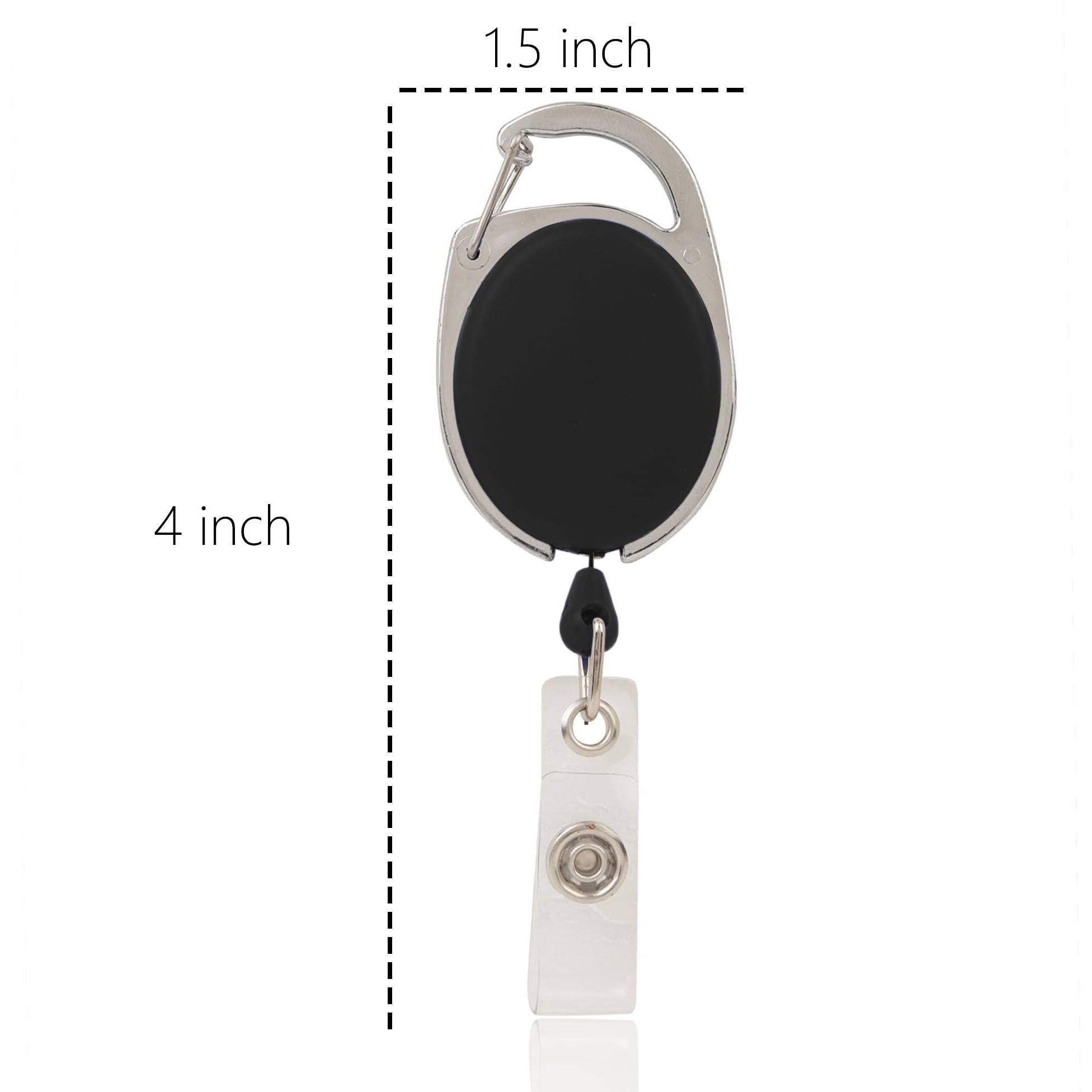 GLUN Oval Black Colour Retractable Reel ID Card Holder, ID Badge Reel Clip On Card Holders
