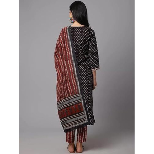 Pinkmint Printed Round Neck Kurta & Pant with Dupatta Set ll Traditional Kurta Set