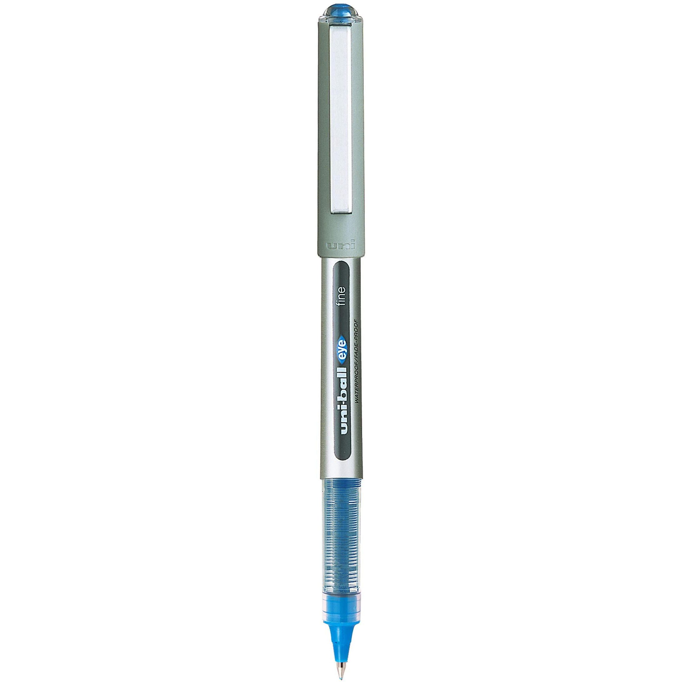 UNI-BALL Eye UB157 0.7mm Roller Ball Pen | Waterproof Pigment Ink | Lightweighted Sleek Body | Long Lasting Smudge Free Ink | School and Office Stationery | 3 Blue & 3 Black Ink, Pack of 6