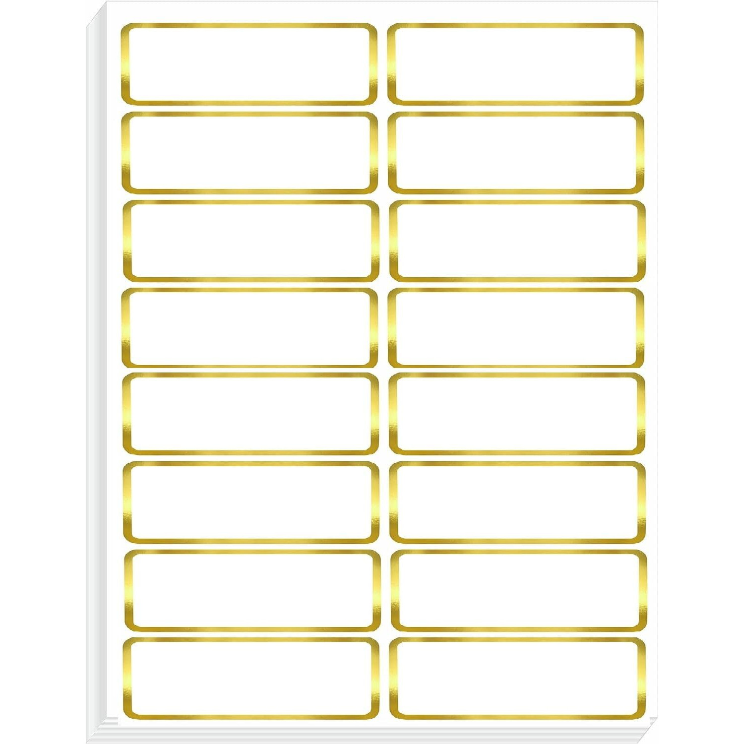 True-Ally 200 PCS Gold Metallic Name Labels, Blank Name Tag Stickers with Permanent Adhesive Writable Stickers with Metallic Gold Border for School Office Home (200)