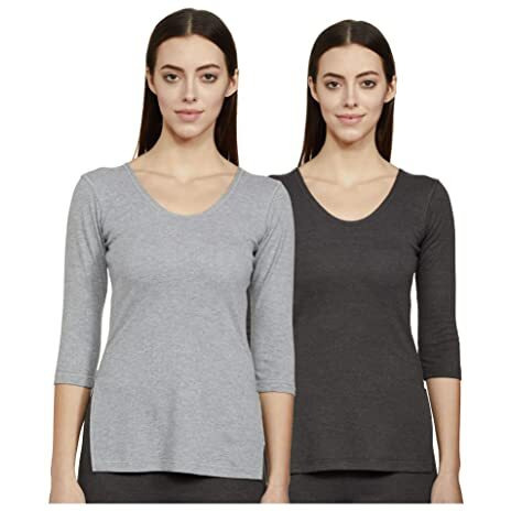 Amazon Brand - Symbol Women's Casual Slim Thermal Top (SB-AW21-THTOP_Dk Light Grey_XL)